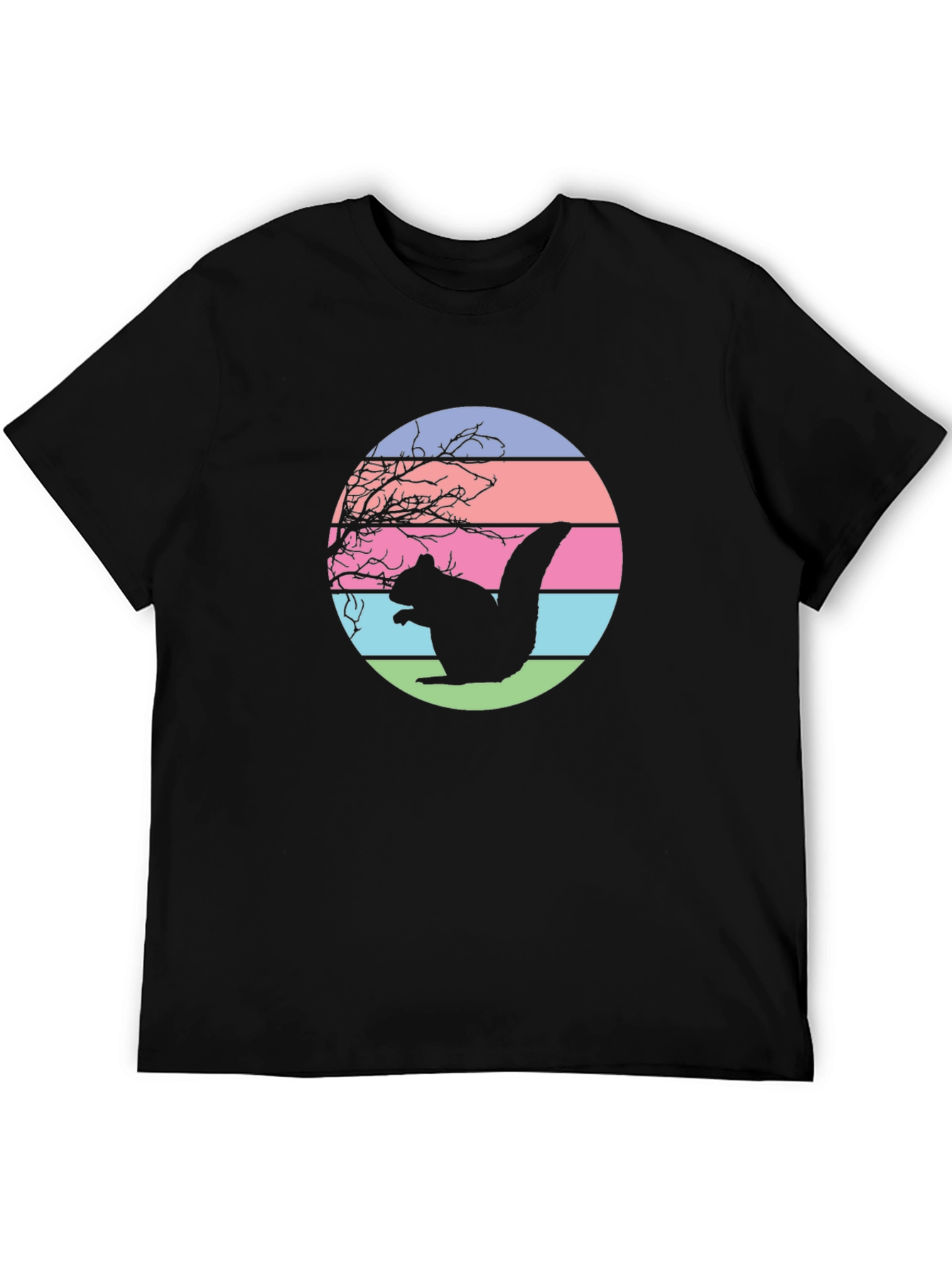 Black Retro Squirrel Sunset Graphic Tee - Black view 5
