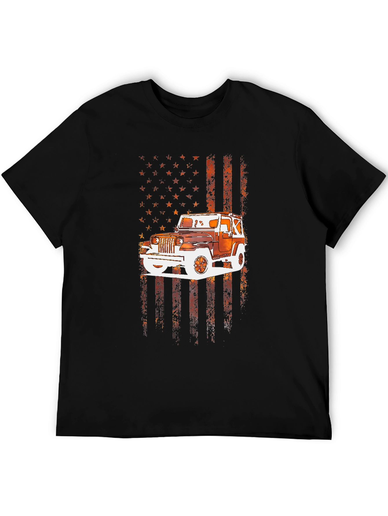 Black American Flag Jeep T-Shirt view 5