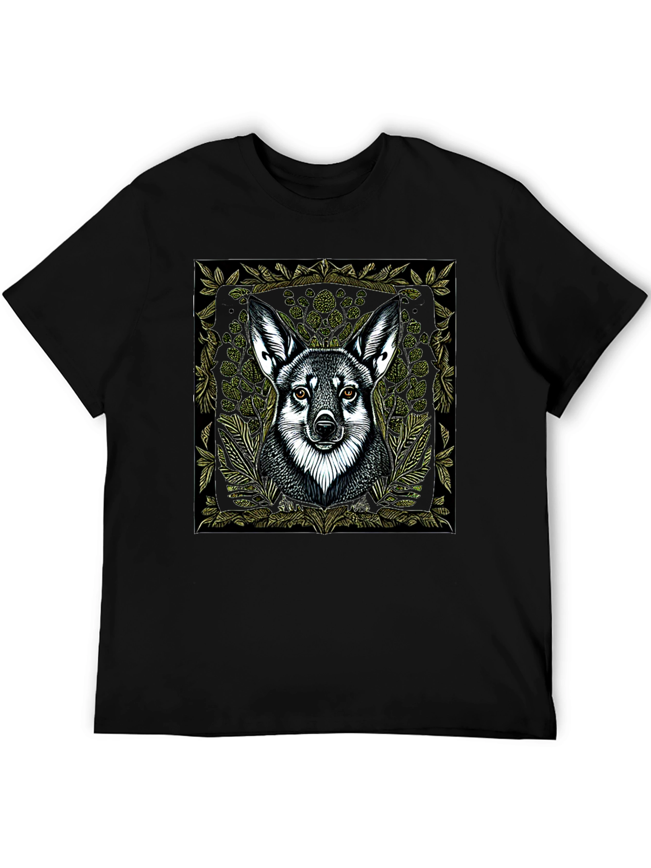 Black Wolf Graphic Print Black T-Shirt view 5