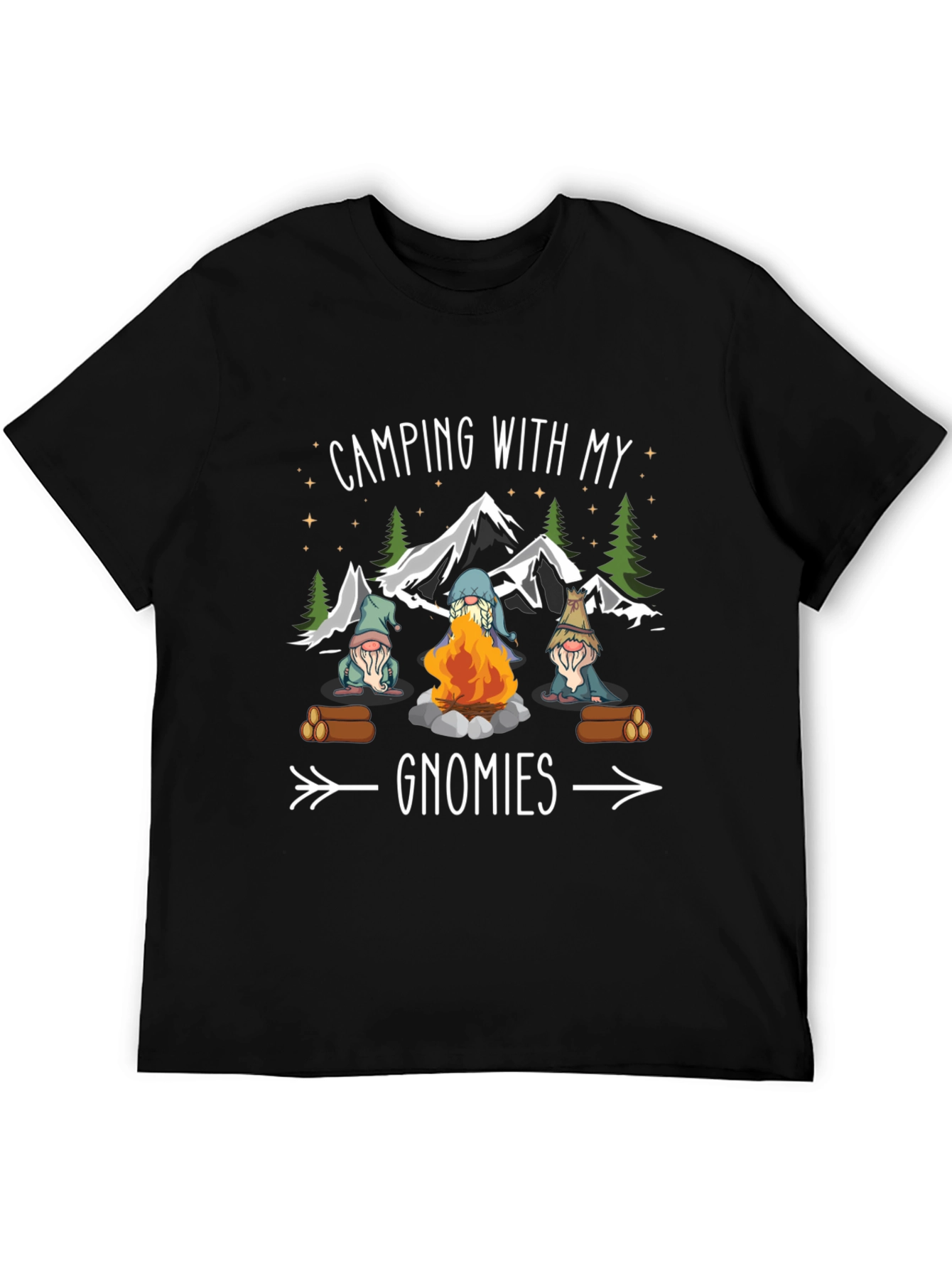 Black Camping with My Gnomies T-Shirt - Black view 5