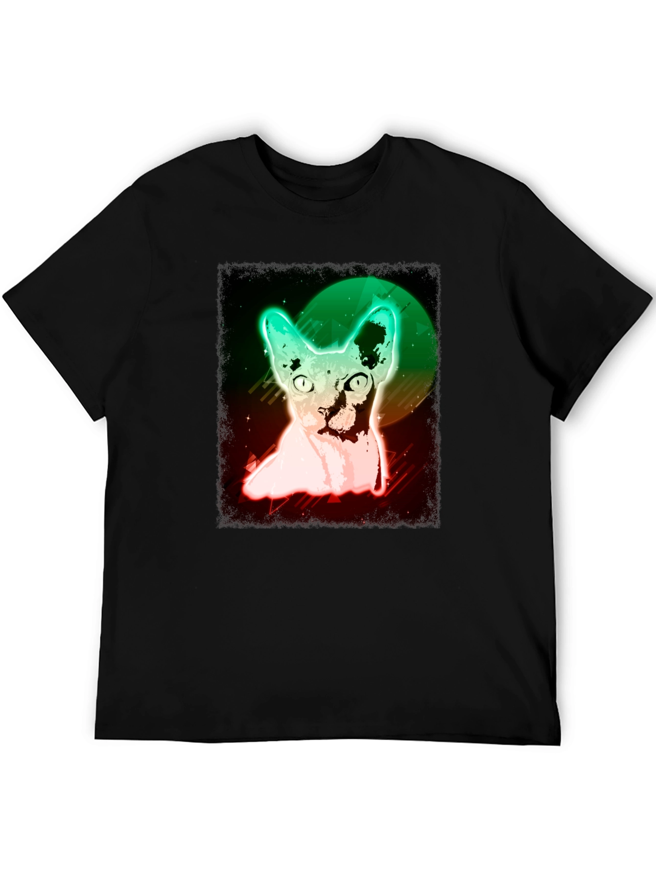 Black Neon Sphynx Cat T-Shirt - Unique Graphic Tee view 5