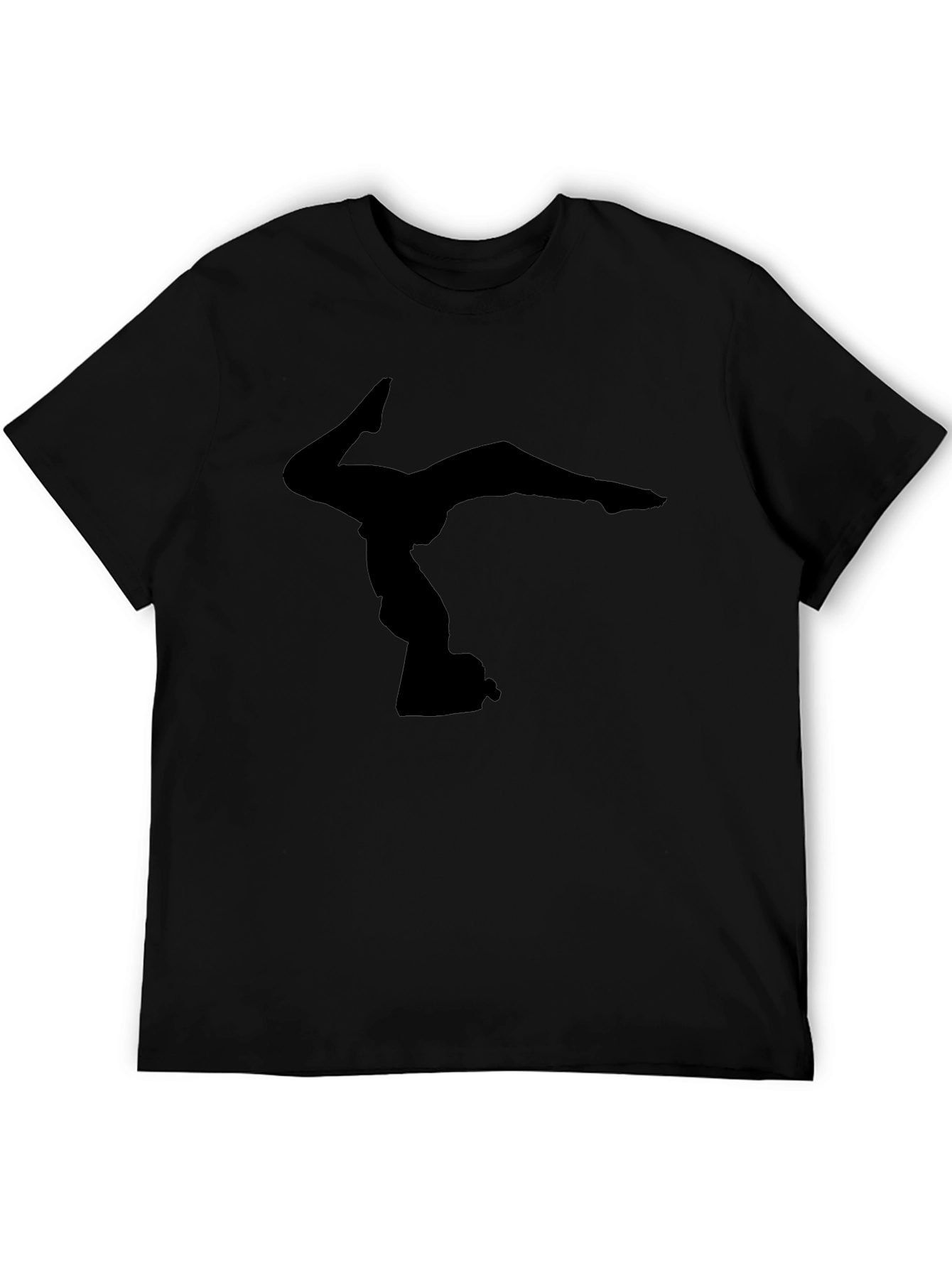 Black Gymnast Silhouette Graphic Tee - Black Cotton T-Shirt view 5