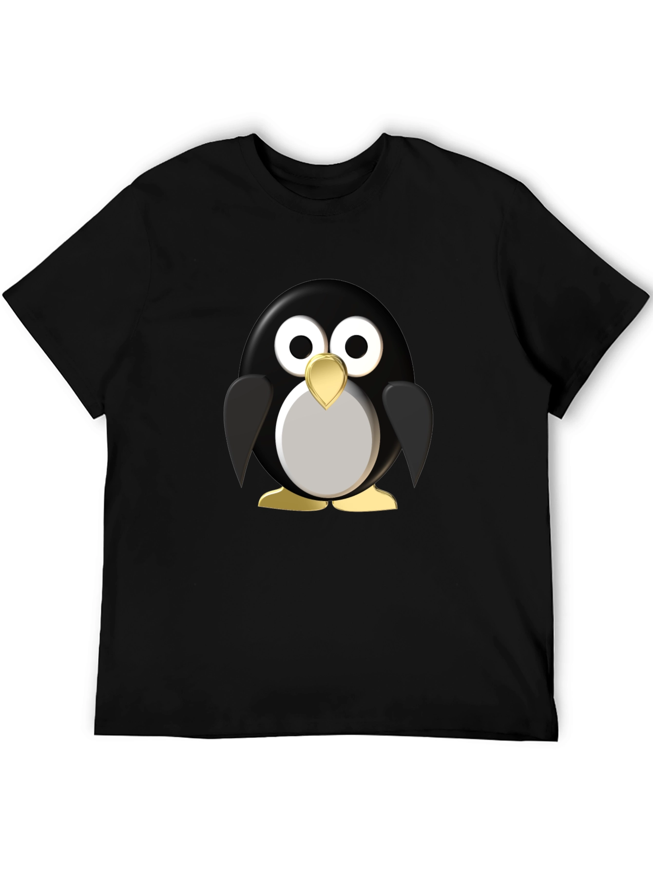 Black Cartoon Penguin Graphic Black T-Shirt view 5