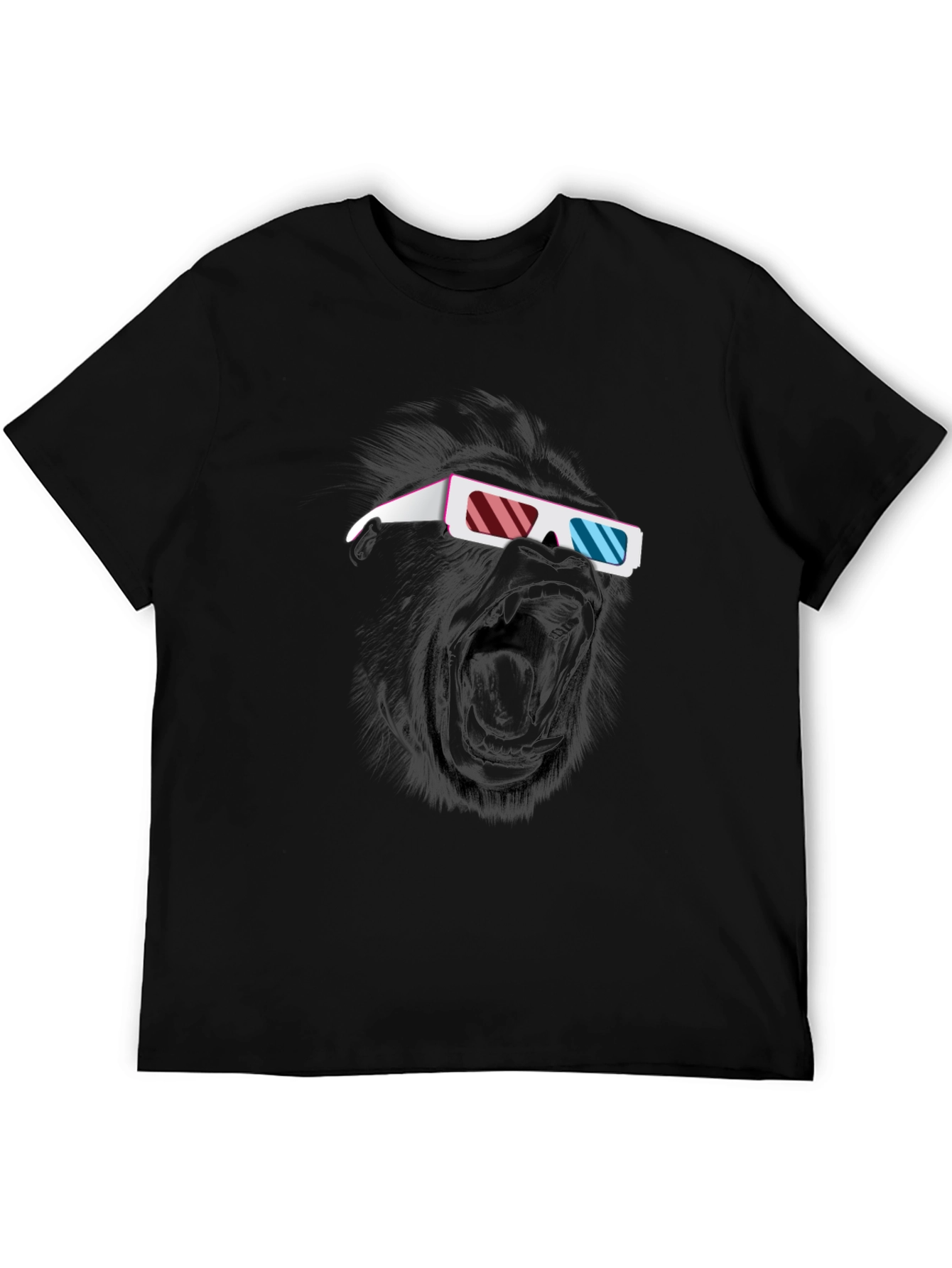 Black Cool Gorilla 3D Glasses Graphic T-Shirt view 5