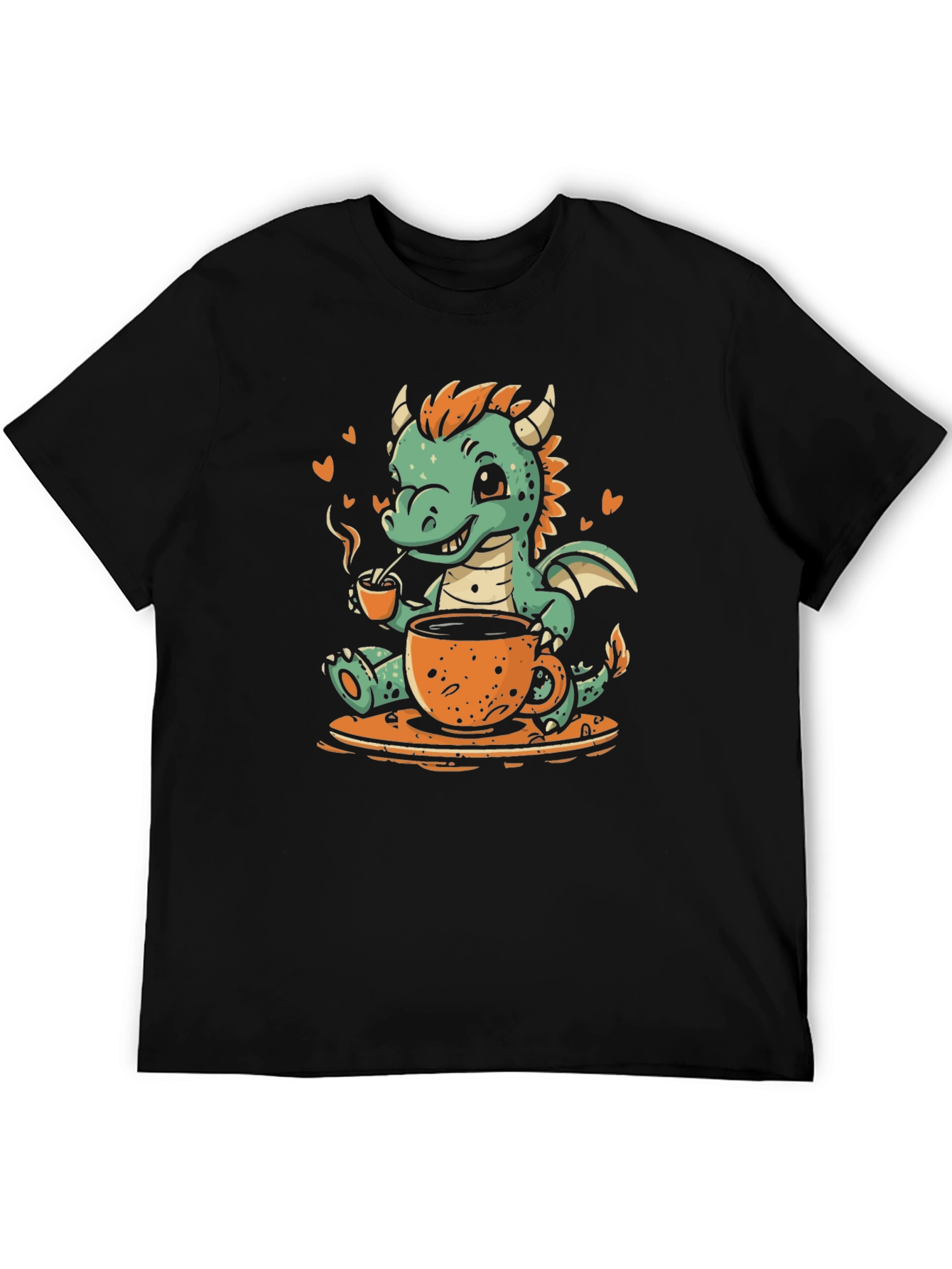 Black Cute Dragon Coffee Lover Graphic Tee view 5