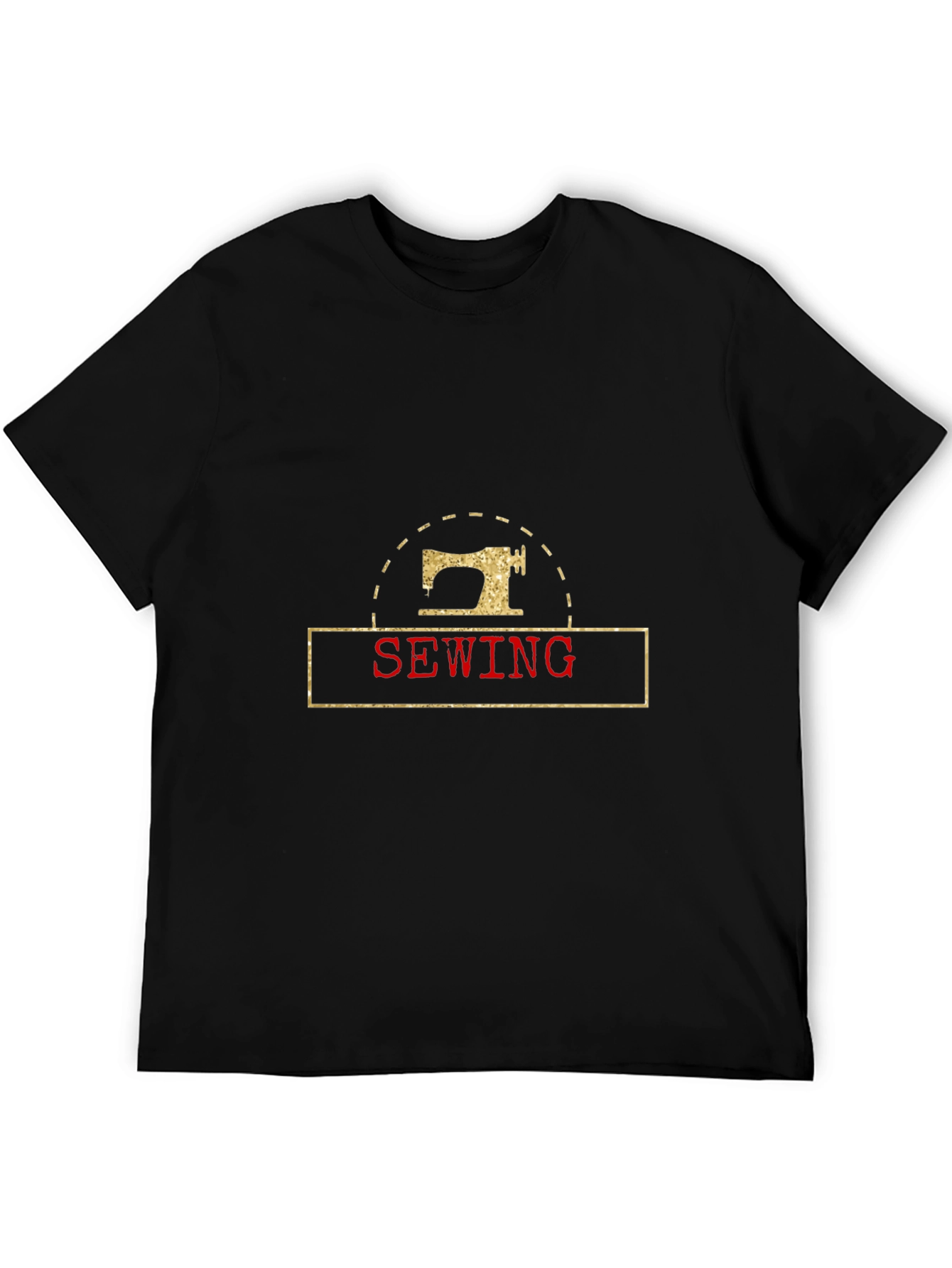 Black Sewing Machine Graphic Black T-Shirt view 5