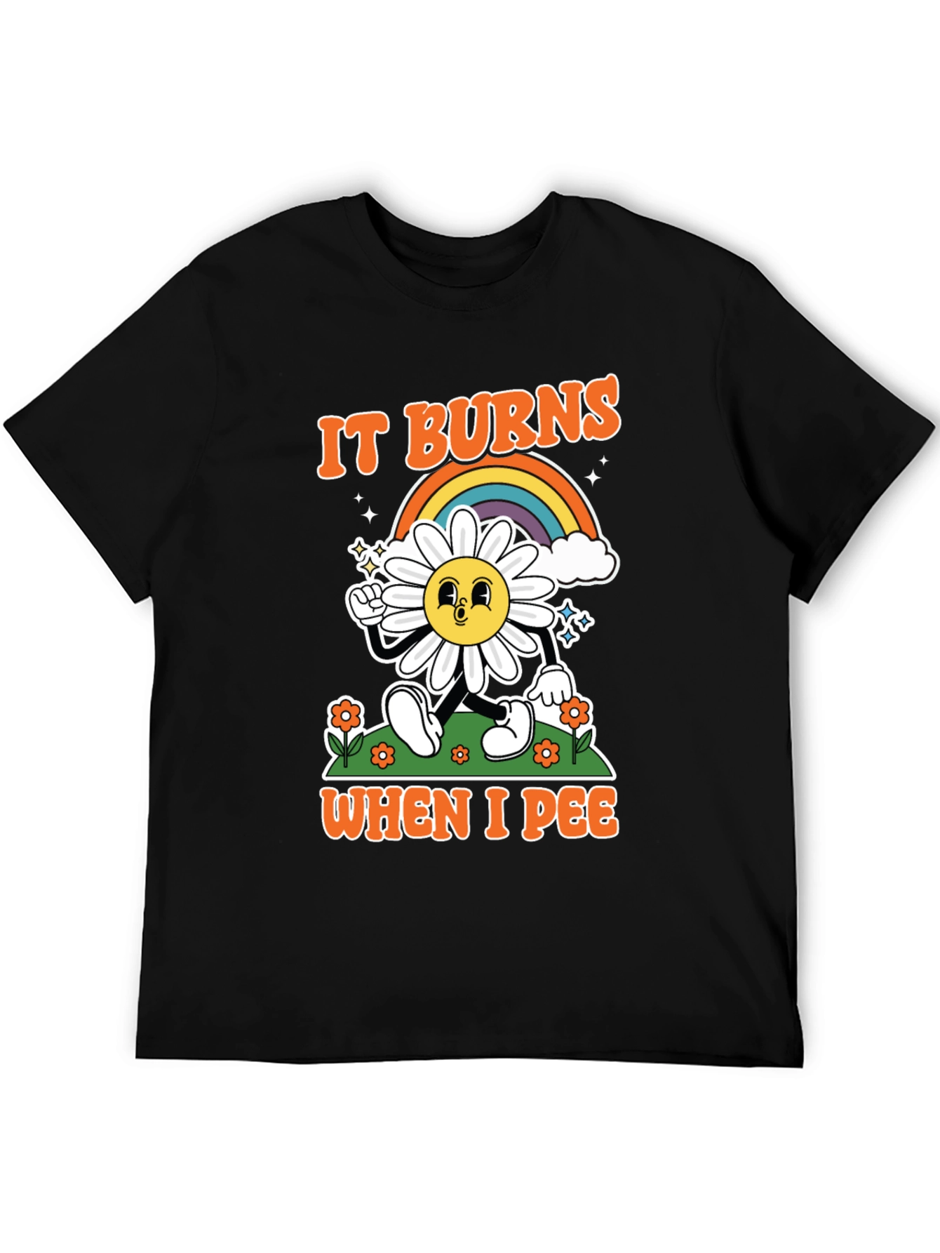 Black Funny It Burns When I Pee Graphic T-Shirt view 5