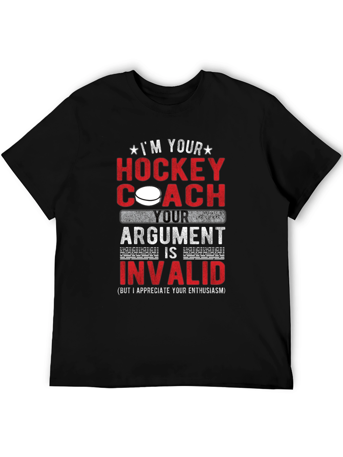 Black Hockey Coach Argument Invalid T-Shirt view 5