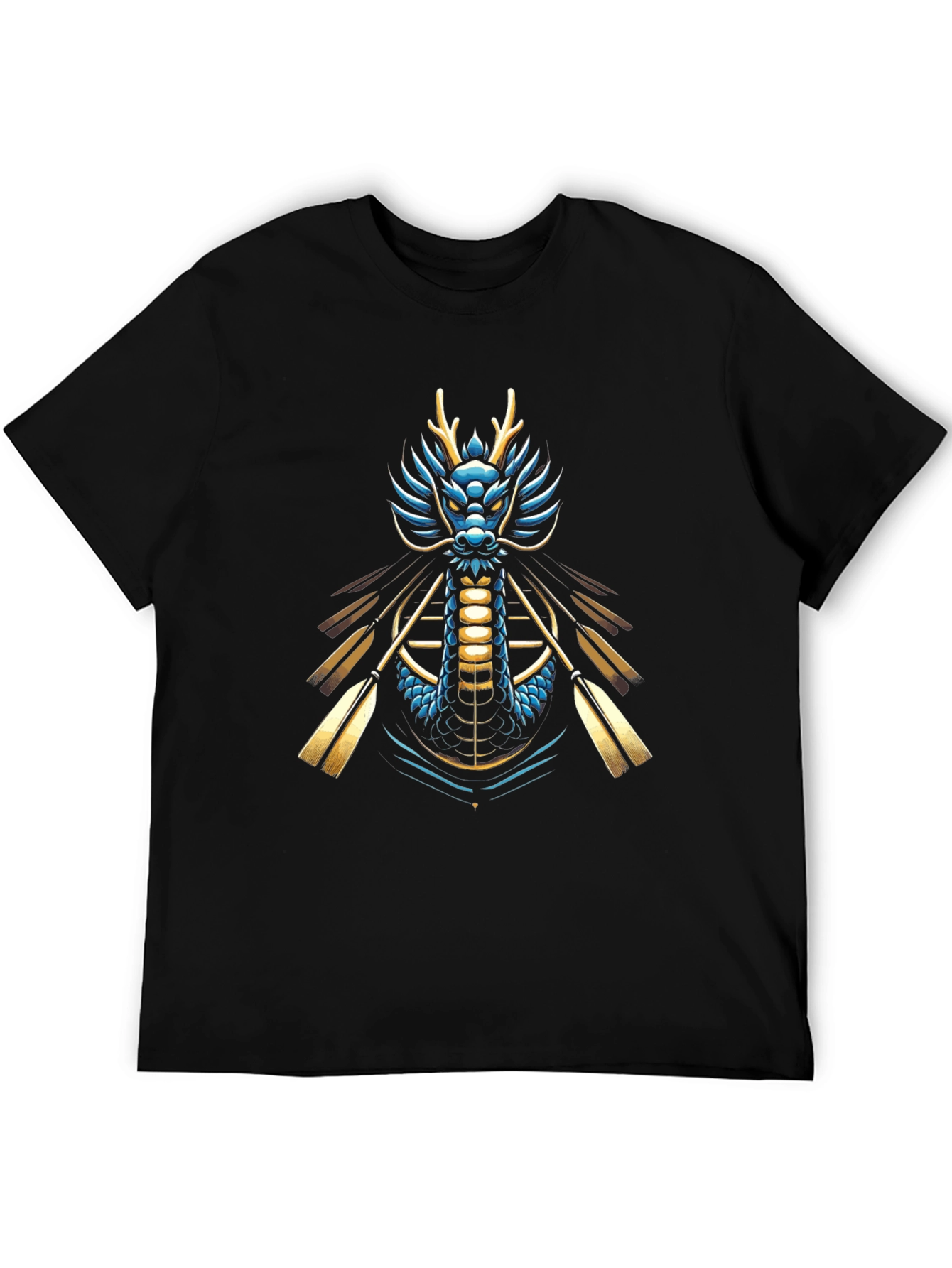 Black Dragon Boat T-Shirt - Unique Graphic Tee view 5