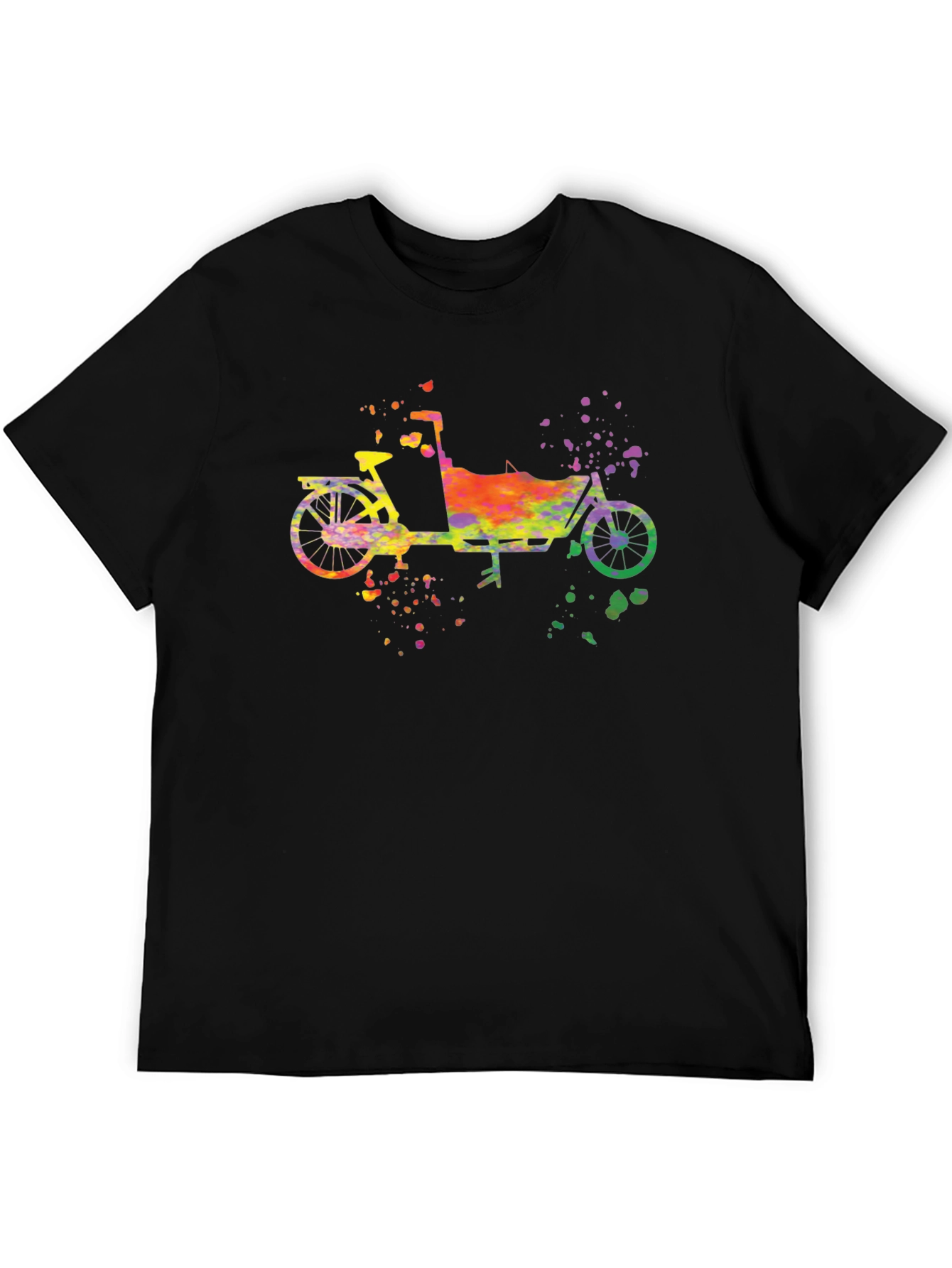 Black Watercolor Cargo Bike T-Shirt - Unique Graphic Tee view 5