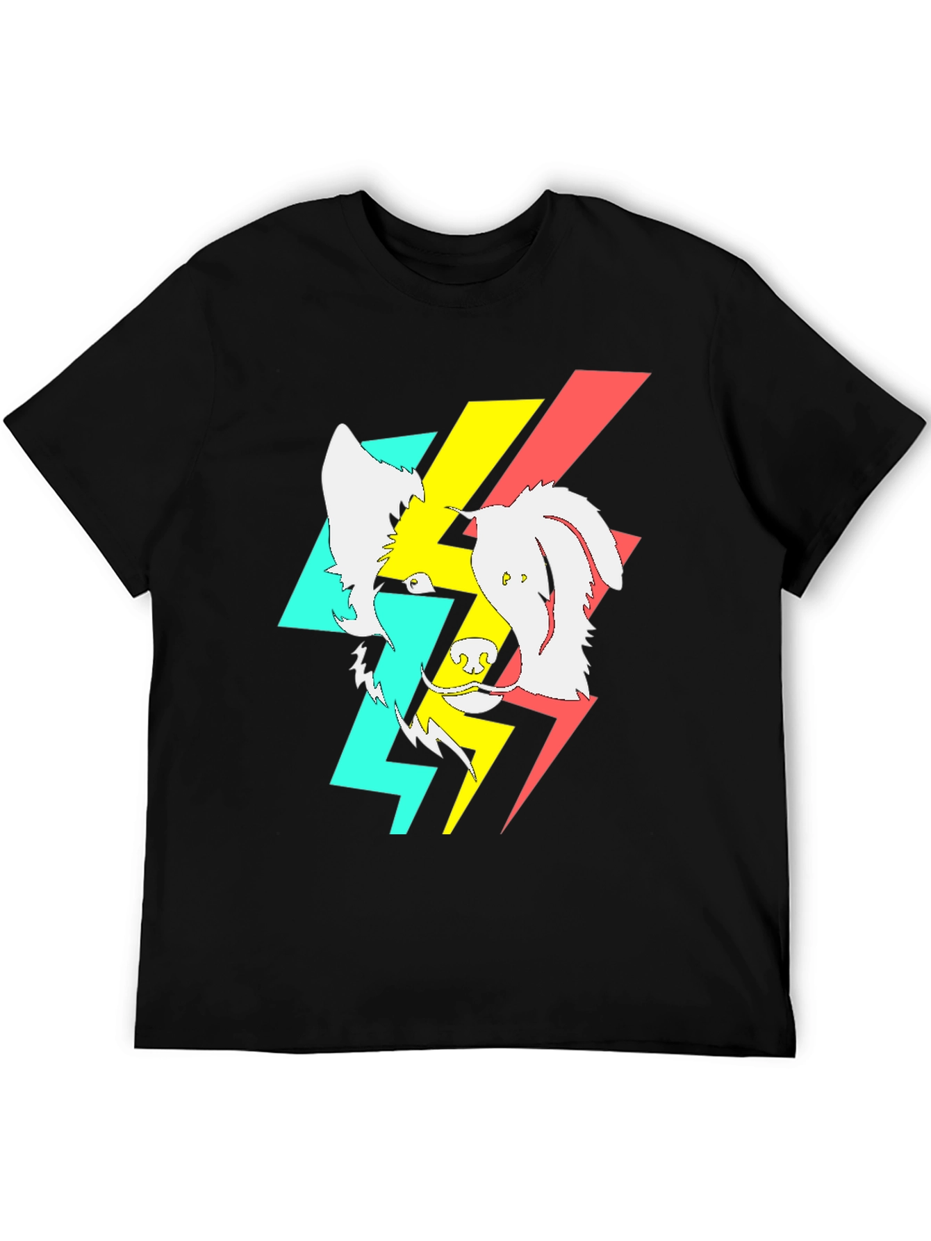 Black Abstract Dog Graphic Black T-Shirt view 5