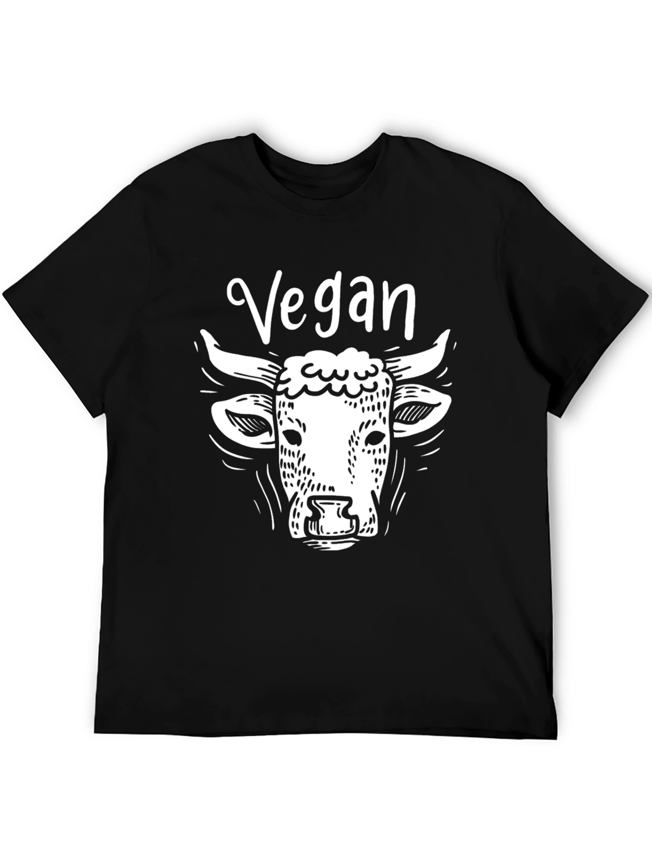 Black Vegan Cow Graphic T-Shirt - Unisex Black Tee view 5