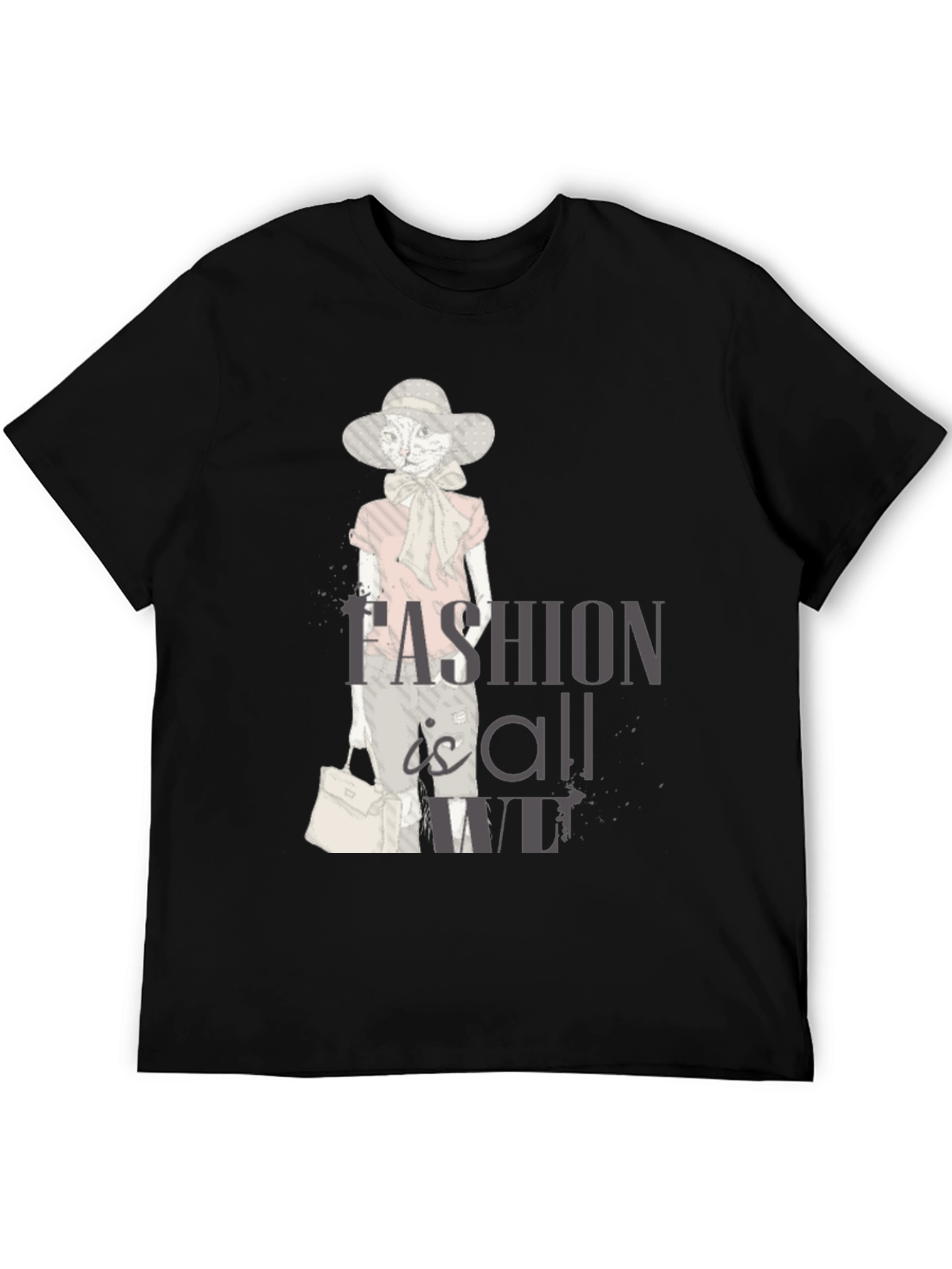 Black Stylish Cat Fashion T-Shirt - Unisex Cotton Tee view 5