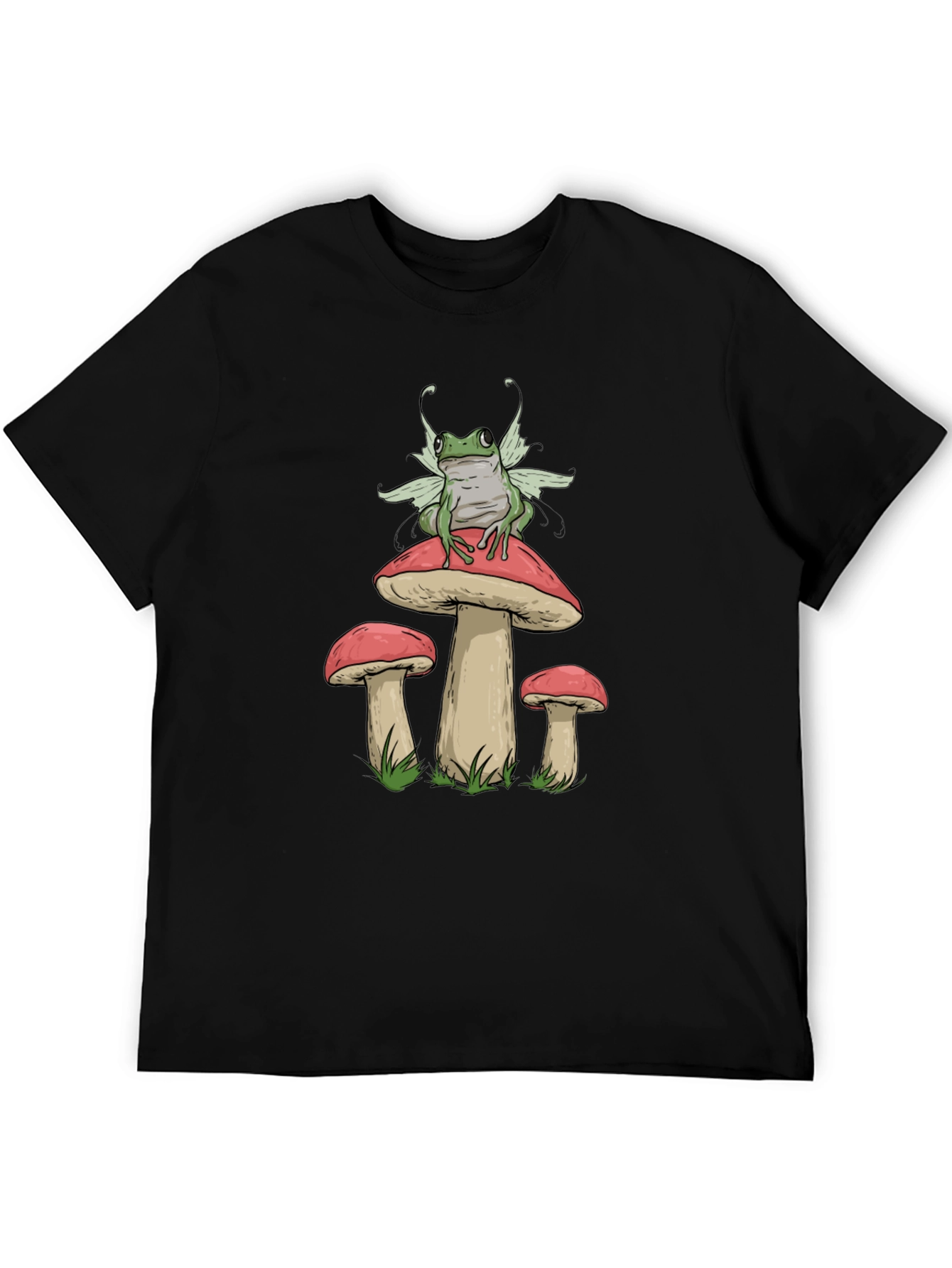 Black Frog Fairy Mushroom Graphic T-Shirt view 5