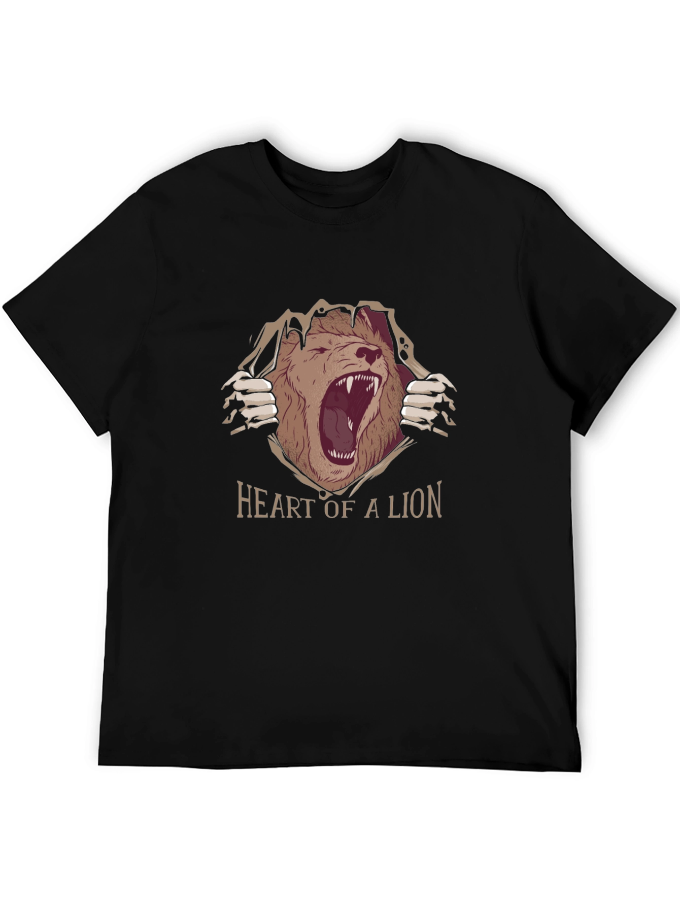 Black Heart of a Lion Graphic Tee - Black view 5