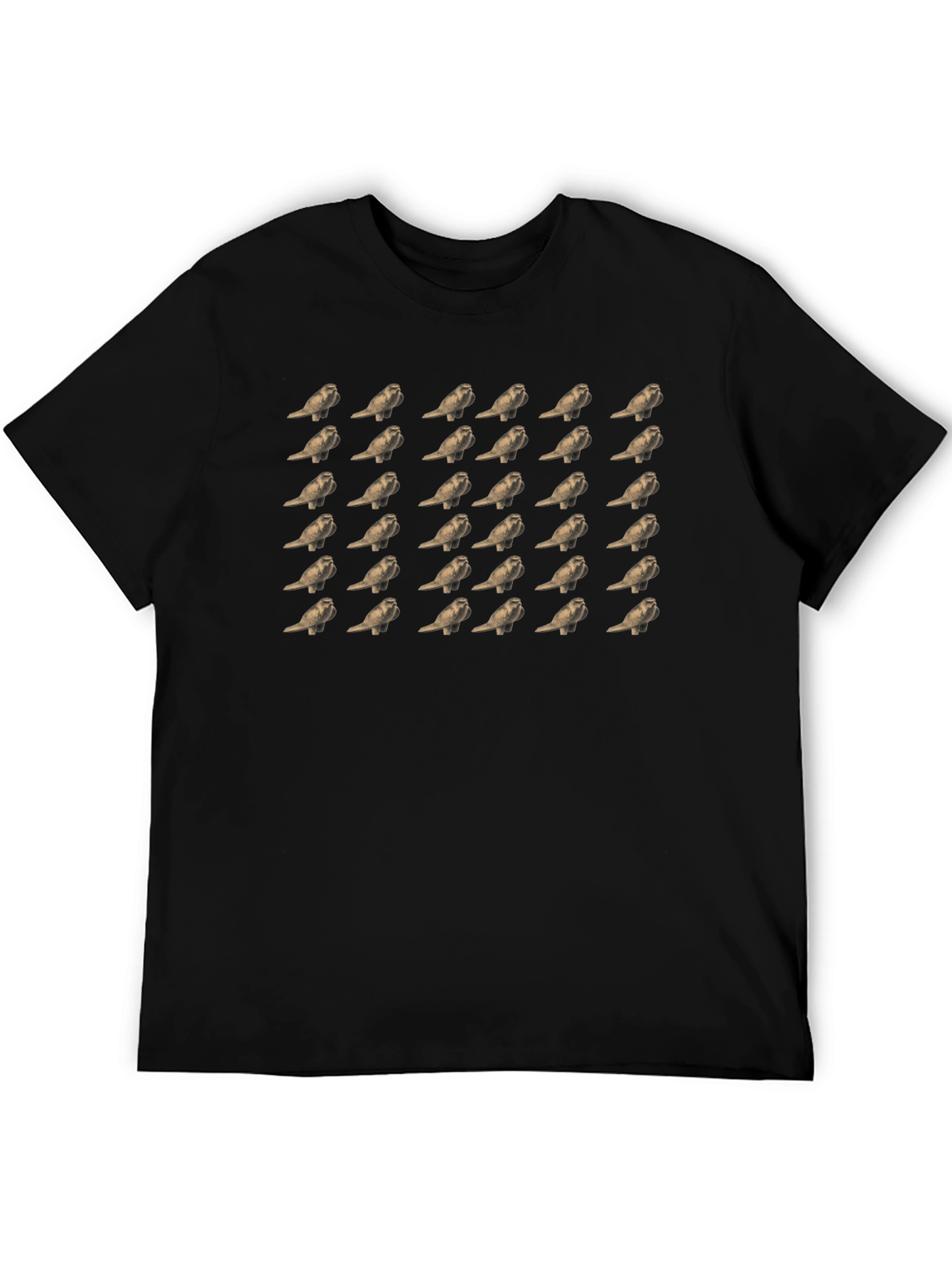 Black Patterned Bird Print Black T-Shirt view 5