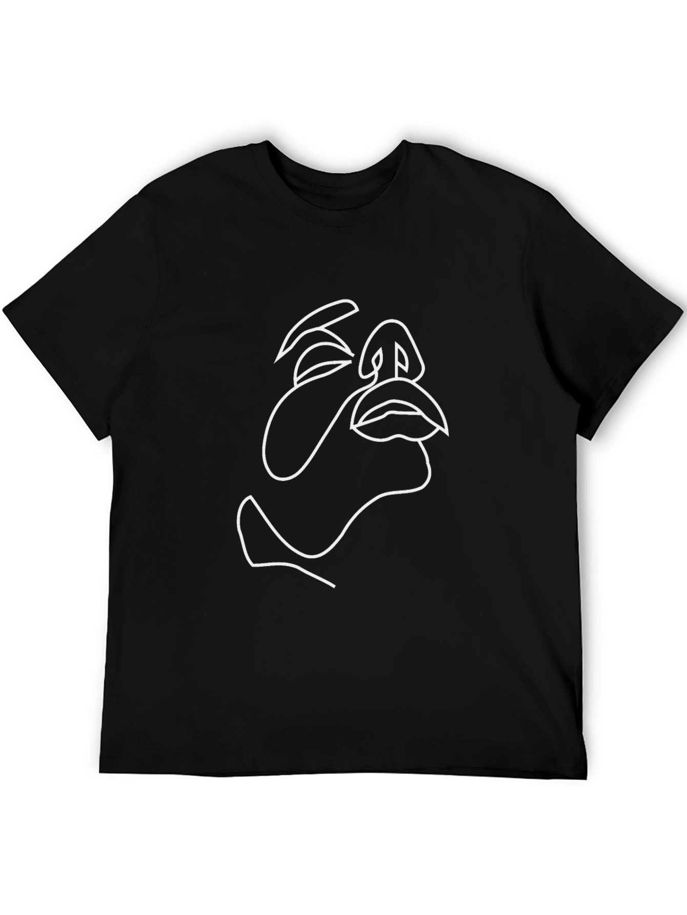 Black Abstract Face Line Art Black T-Shirt view 5