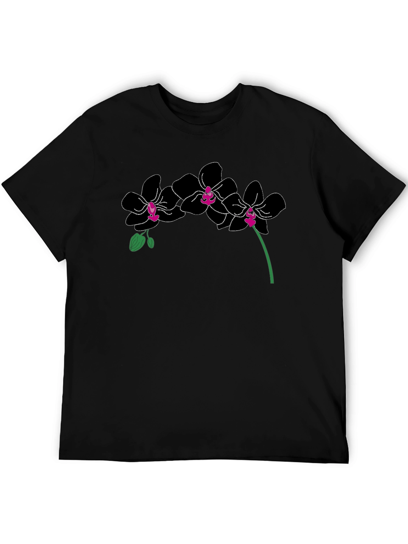 Black Black Orchid Graphic T-Shirt - Modern Floral Design view 5