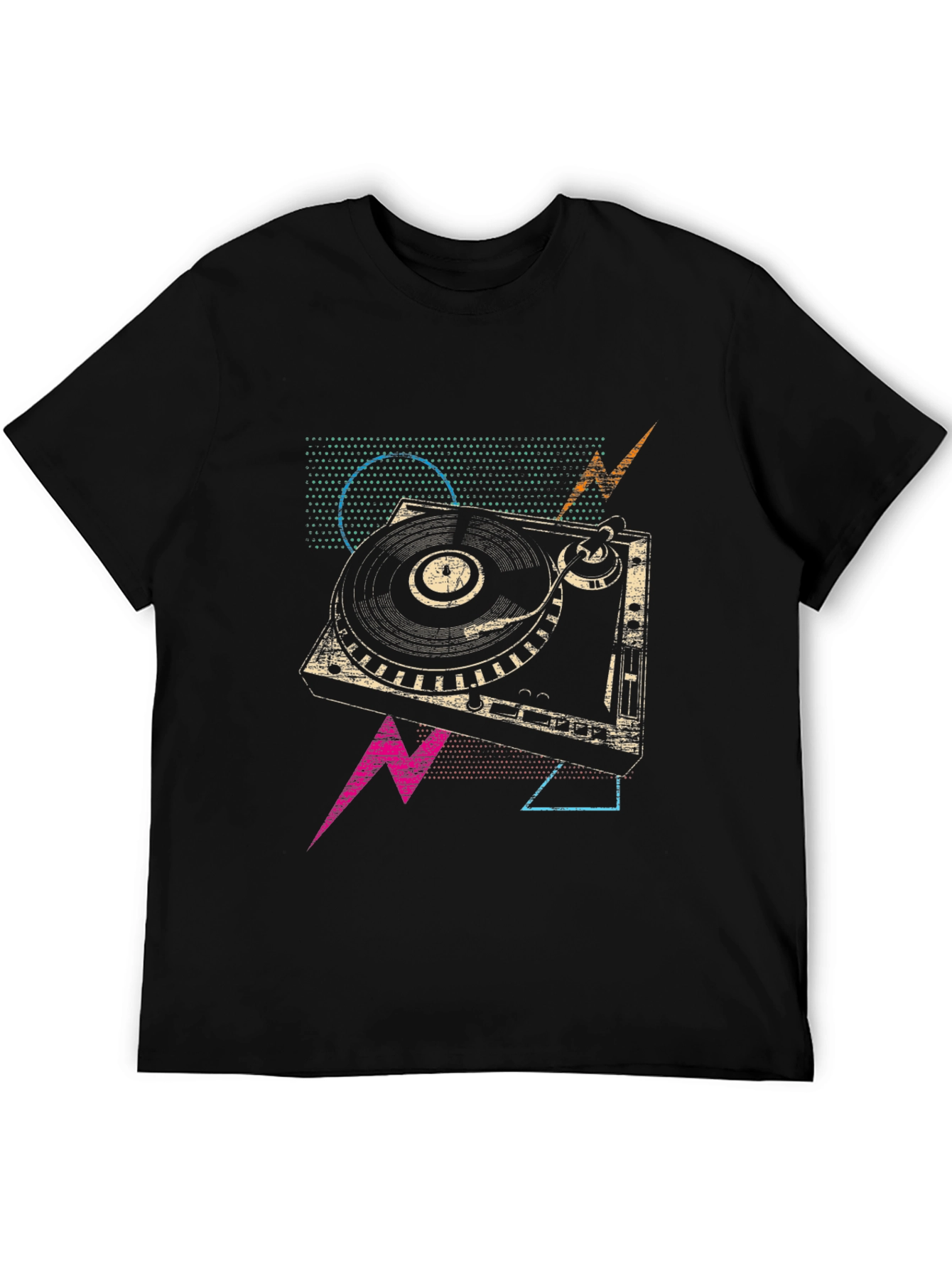 Black Retro Turntable Graphic Tee - Vintage DJ Style view 5