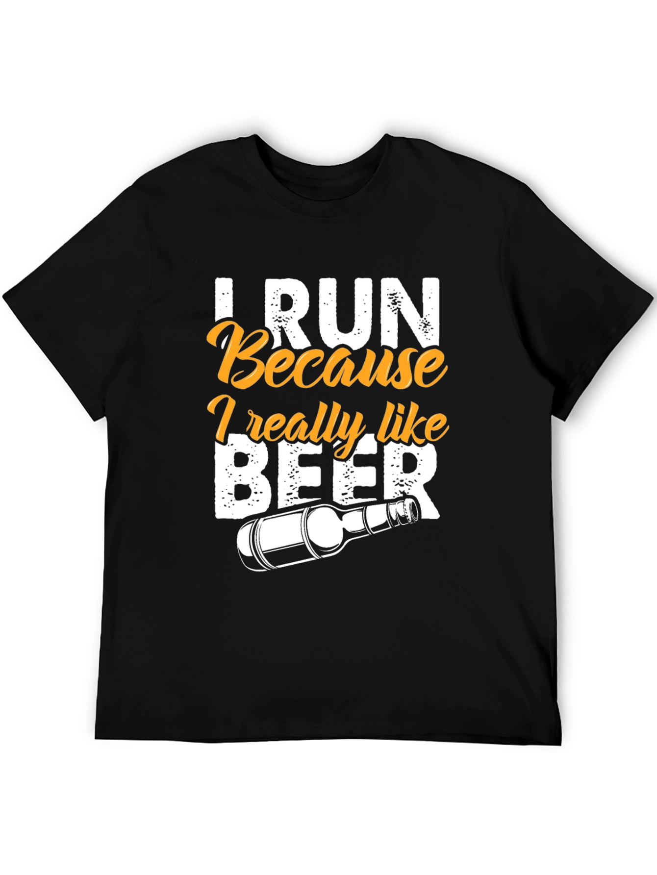 Black I Run Because I Really Like Beer T-Shirt view 5