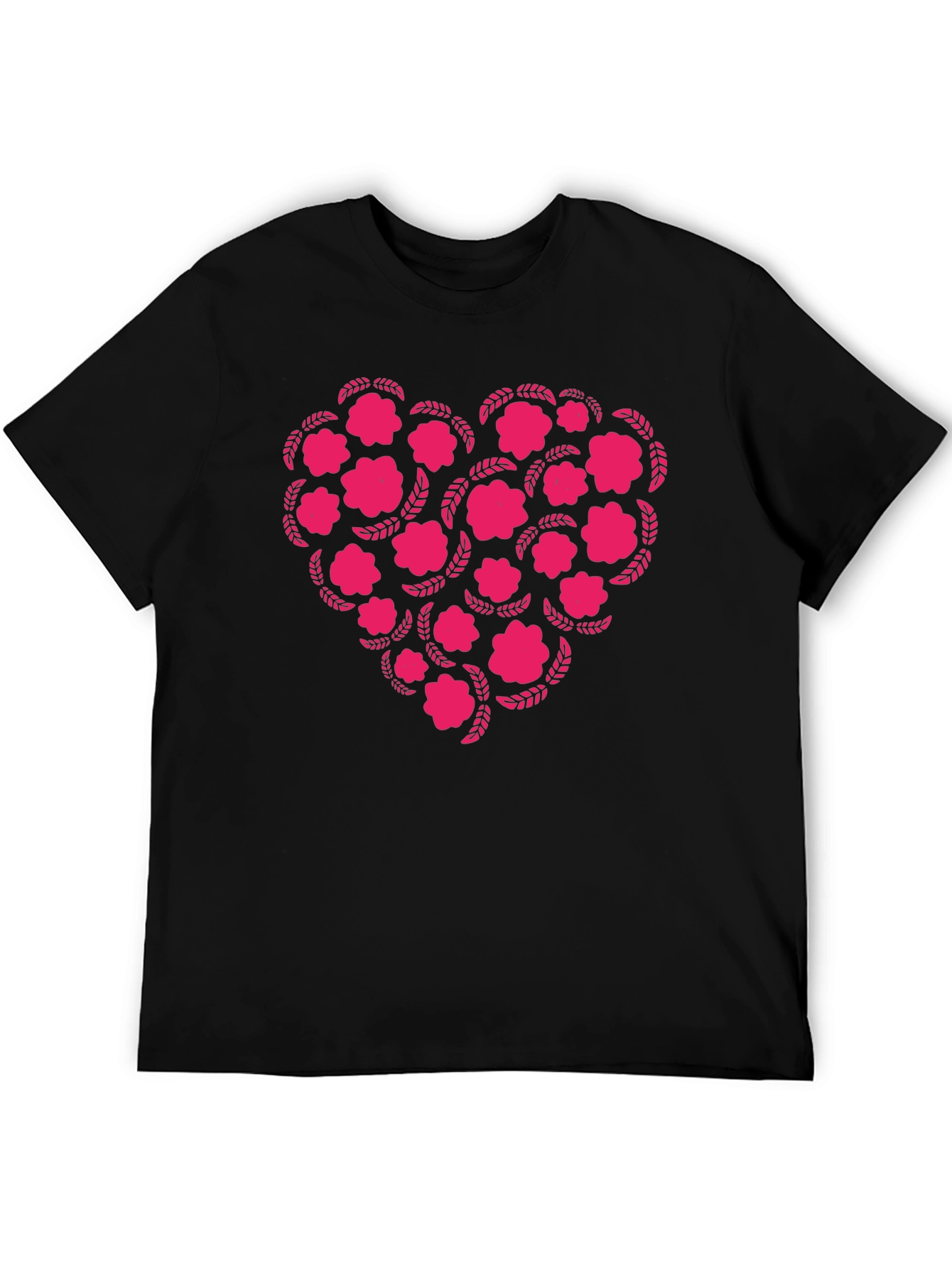 Black Floral Heart Graphic Tee - Black view 5