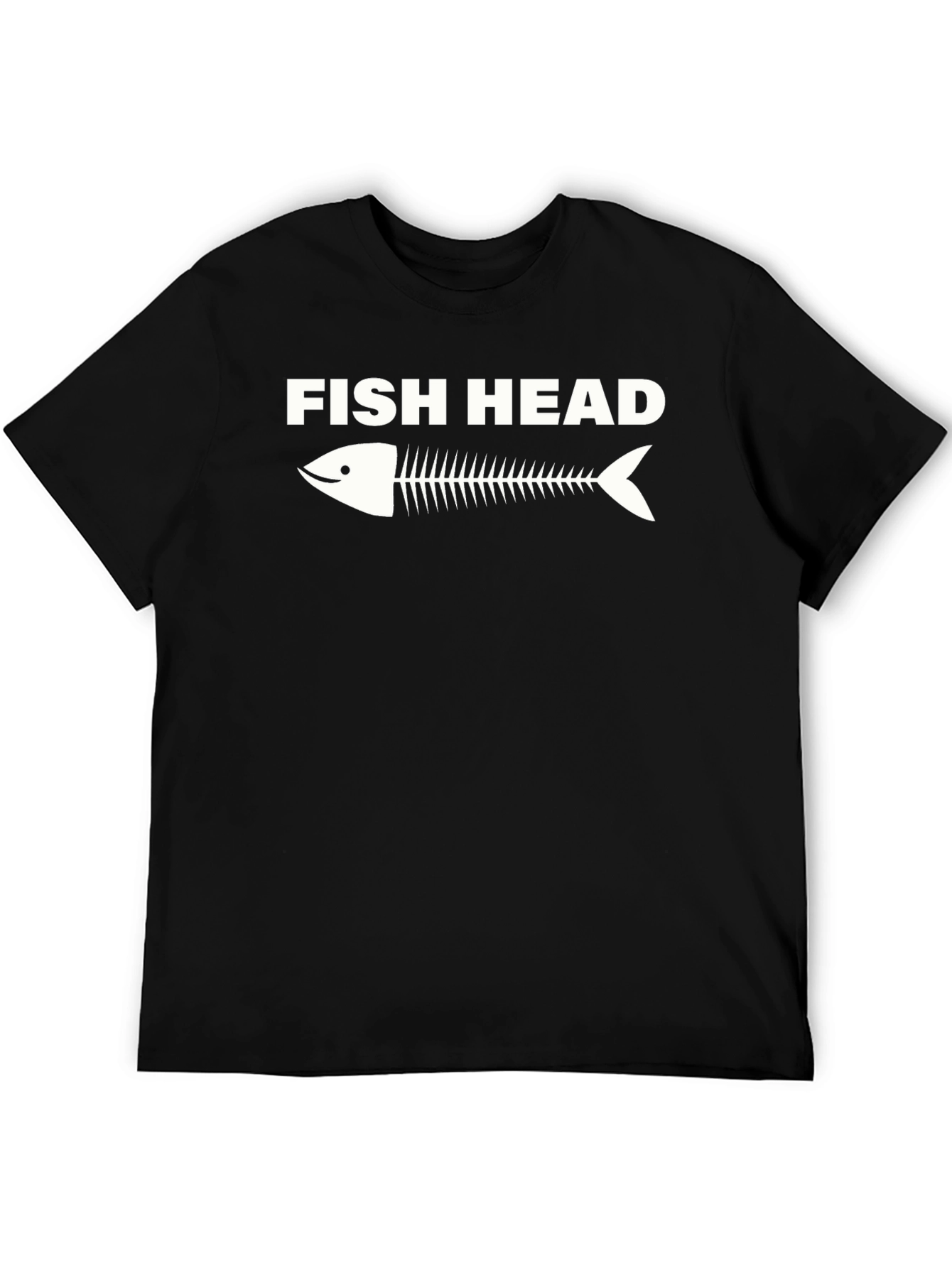 Black Fish Head Skeleton Graphic Tee - Black Cotton T-Shirt view 5