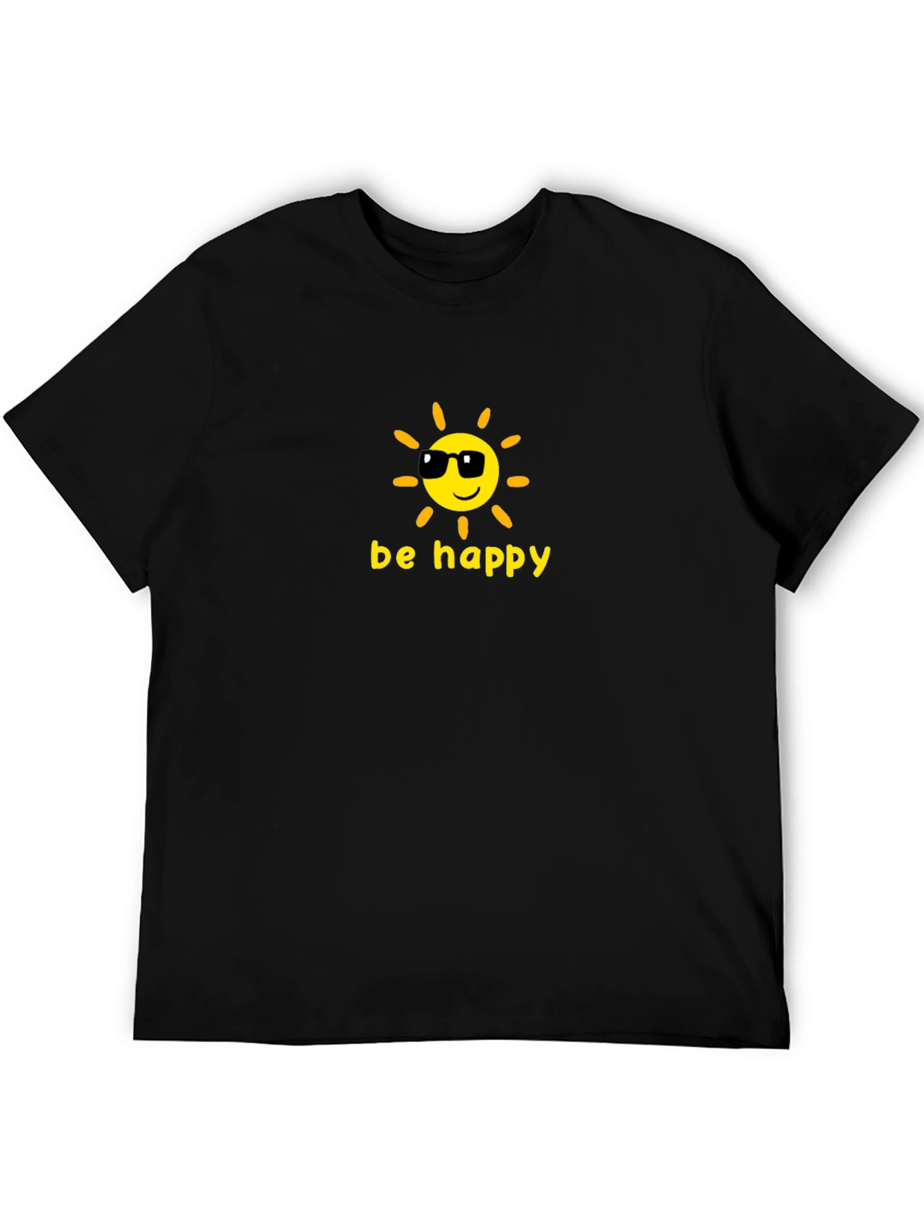 Black Be Happy Graphic Tee - Cool Sun Design view 5