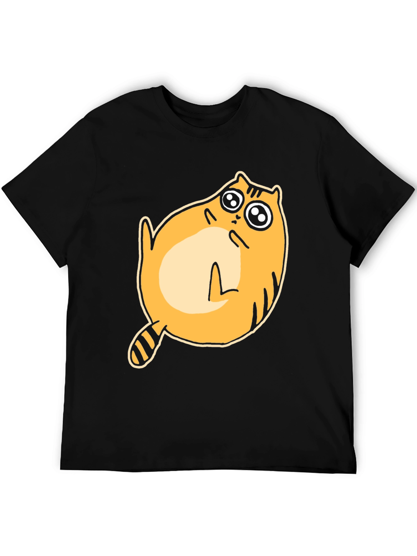 Black Funny Cat T-Shirt - Cute Cartoon Feline Tee view 5