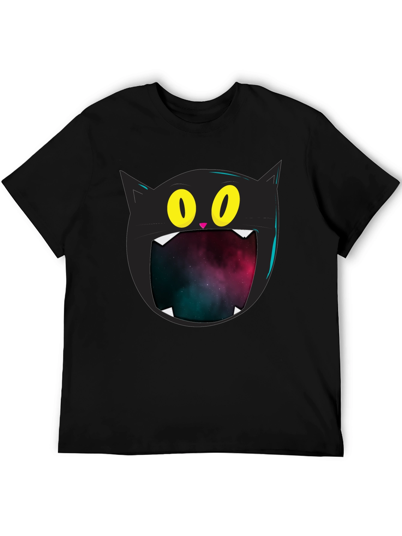 Black Cosmic Cat T-Shirt - Black Graphic Tee view 5