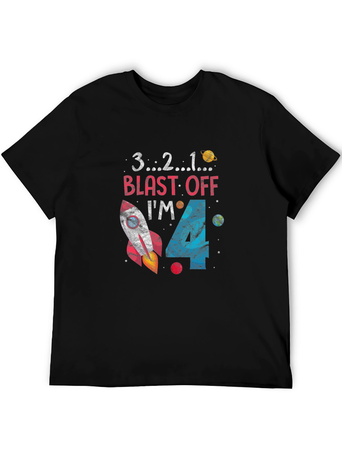 Blast Off 4th Birthday Kids T-Shirt - 5