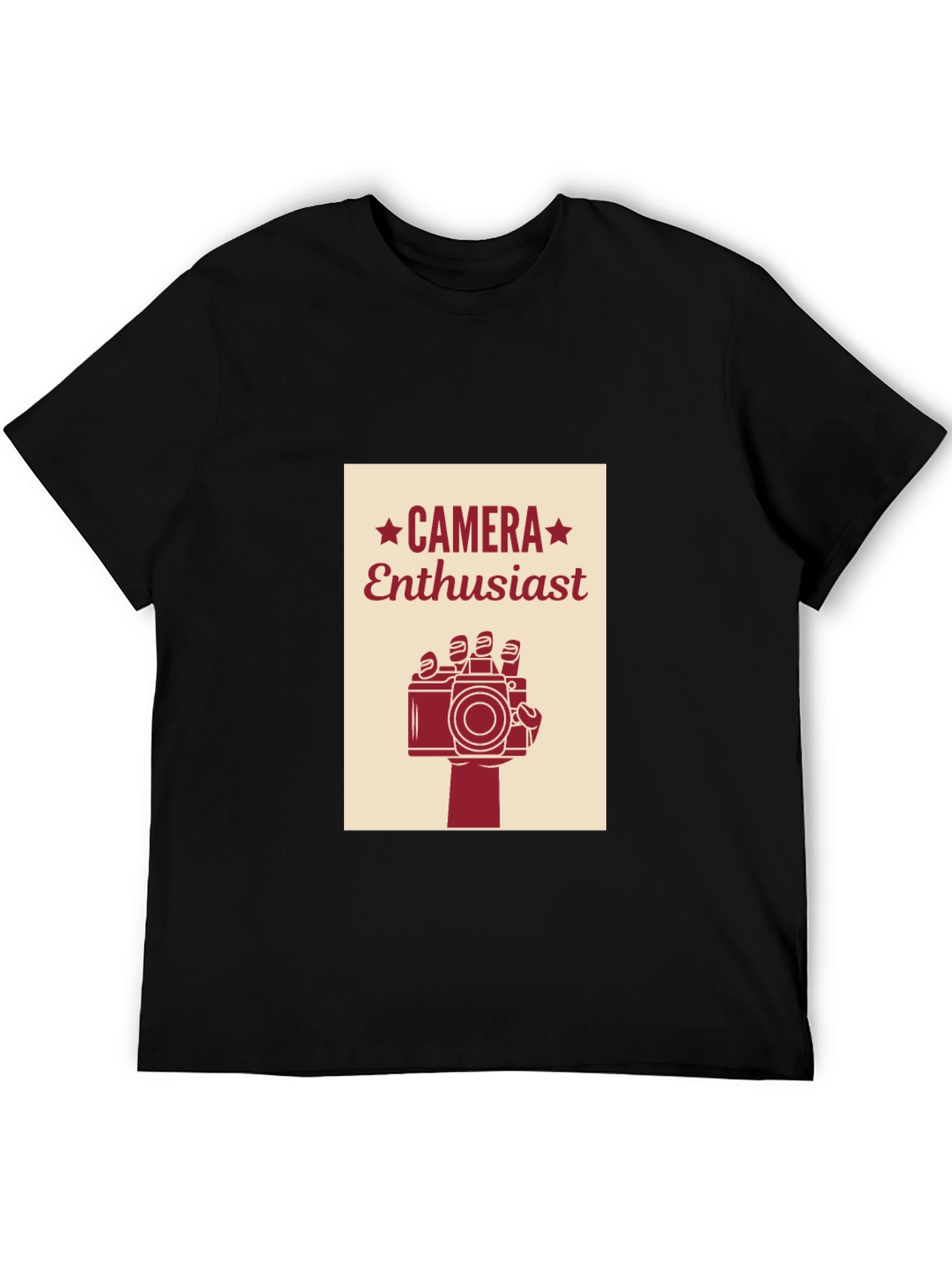 Black Camera Enthusiast Graphic Tee - Black Cotton T-Shirt view 5