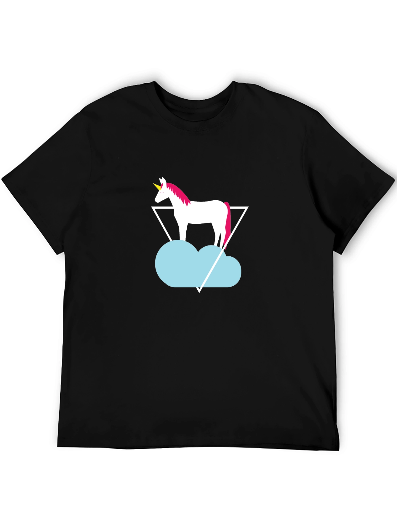 Black Unicorn Cloud Graphic Tee - Black Cotton T-Shirt view 5