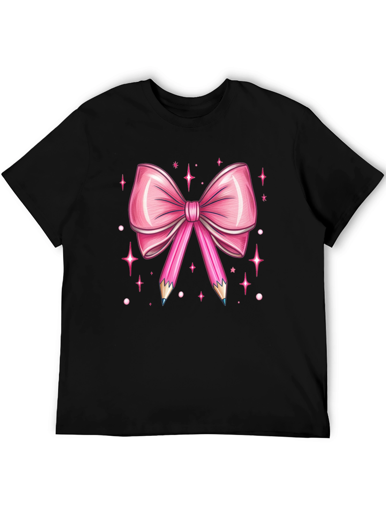 Black Pink Bow & Pencil Graphic Tee view 5