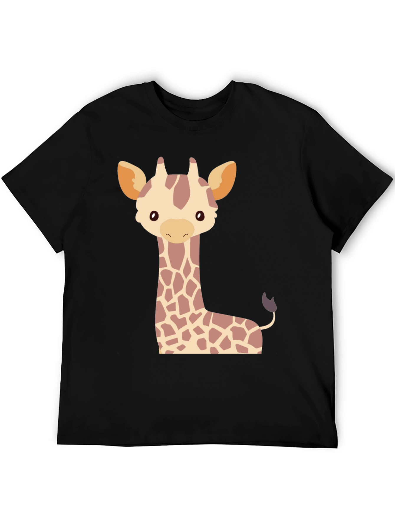 Black Cute Giraffe Graphic Tee - Black Cotton T-Shirt view 5