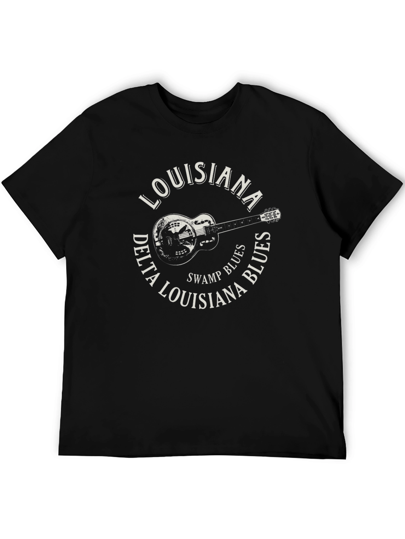 Black Louisiana Delta Blues Guitar T-Shirt view 5