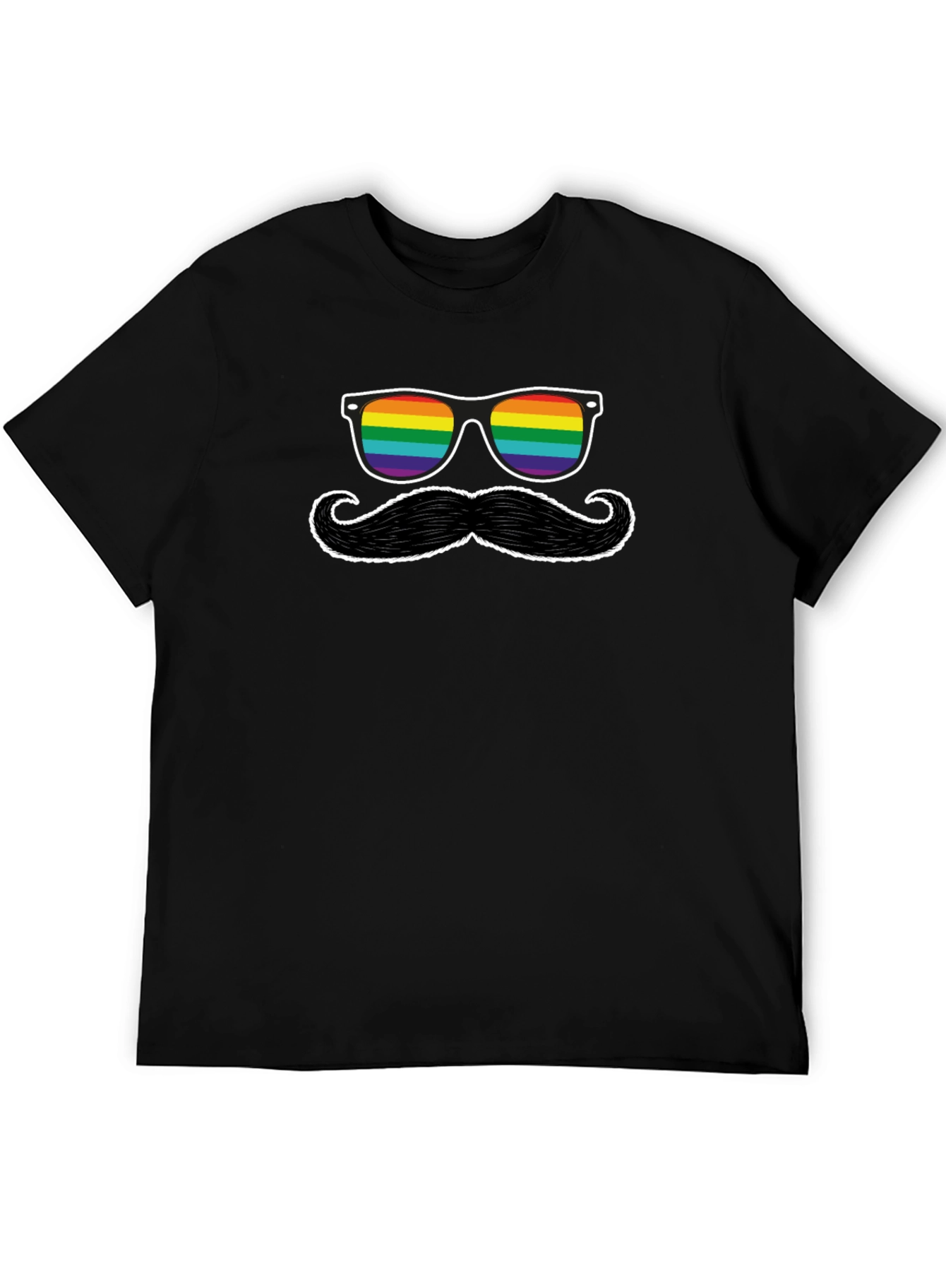 Black Rainbow Sunglasses and Mustache Graphic Tee view 5