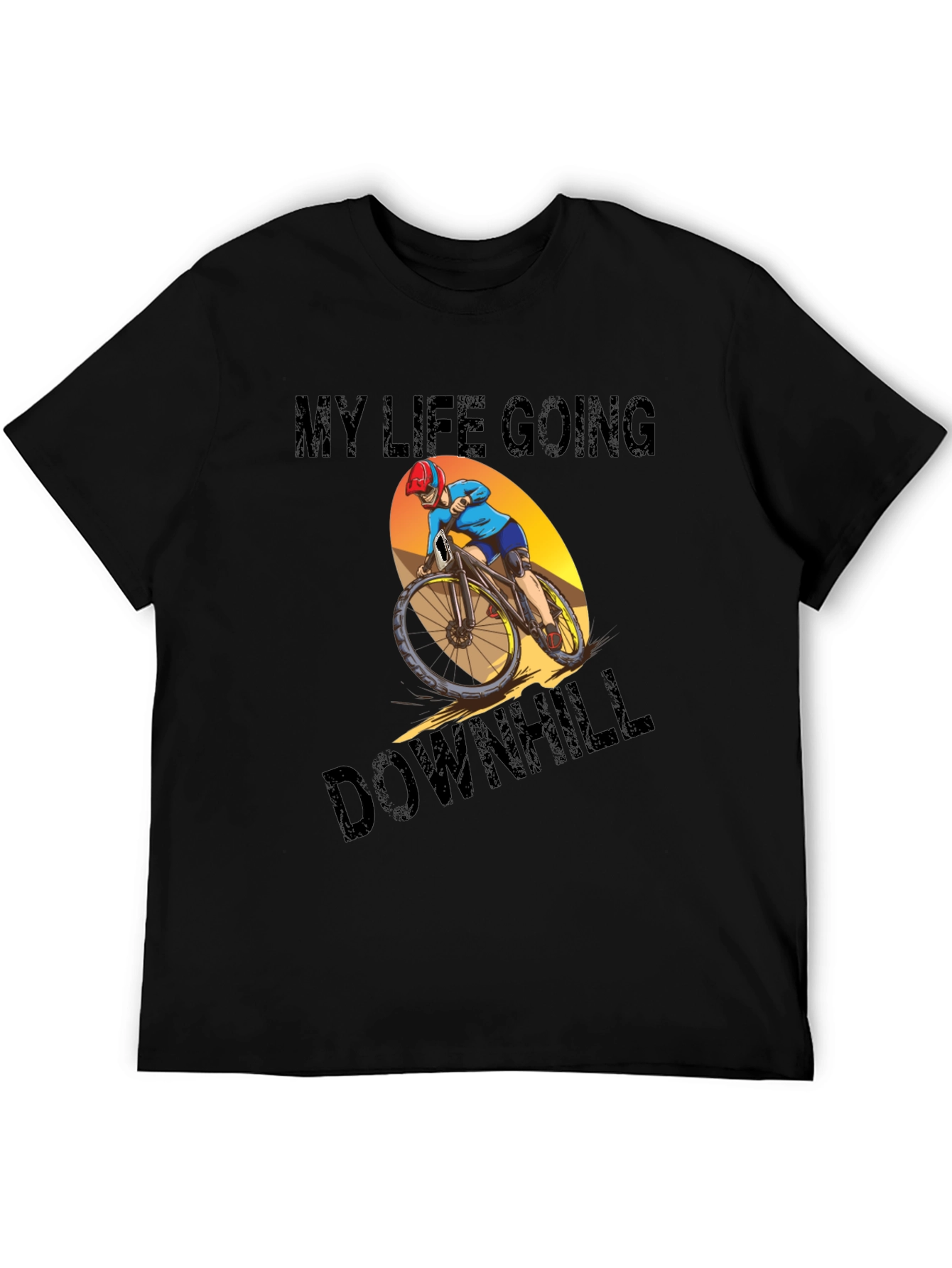 Black My Life Going Downhill T-Shirt: Mountain Bike Graphic Tee view 5