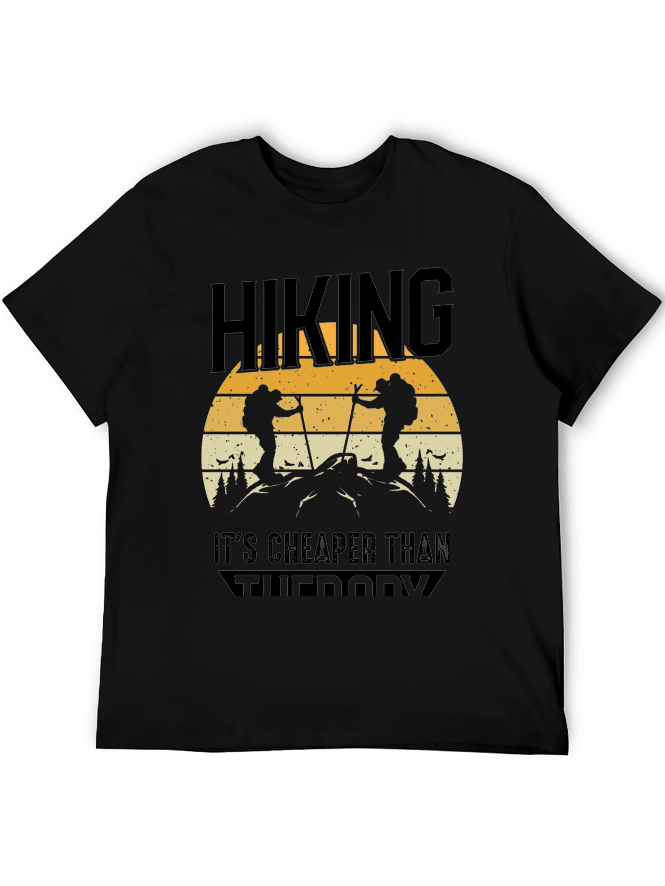 Black Hiking Is Cheaper Than Therapy Tee view 5