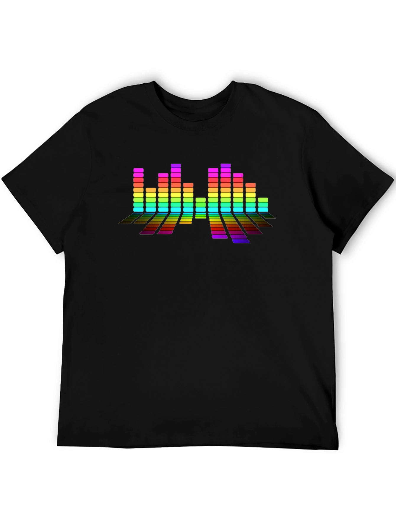 Black Rainbow Spectrum Graphic Print Crew Neck T-Shirt view 5