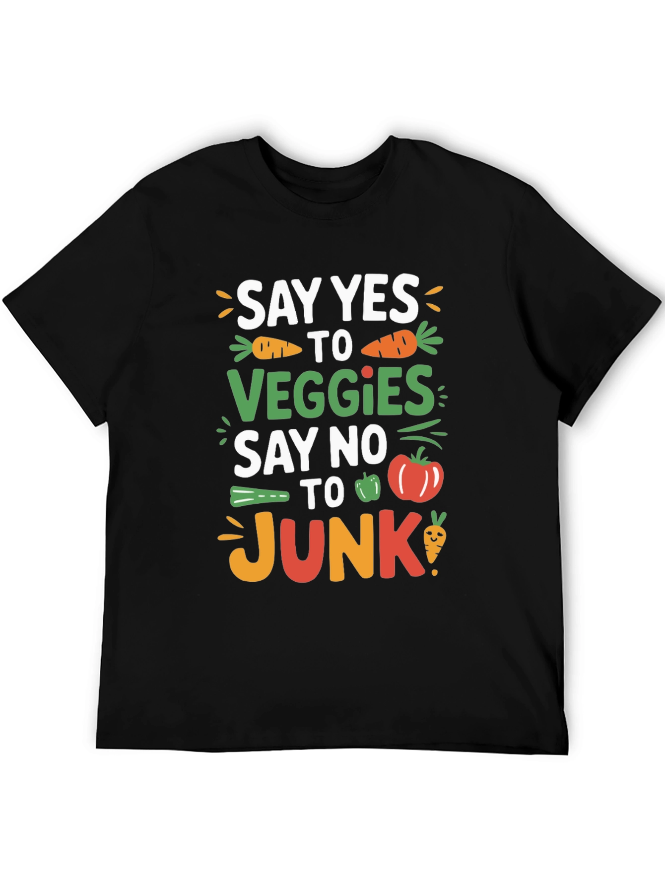 Black Say Yes to Veggies T-Shirt - Eat Healthy! view 5