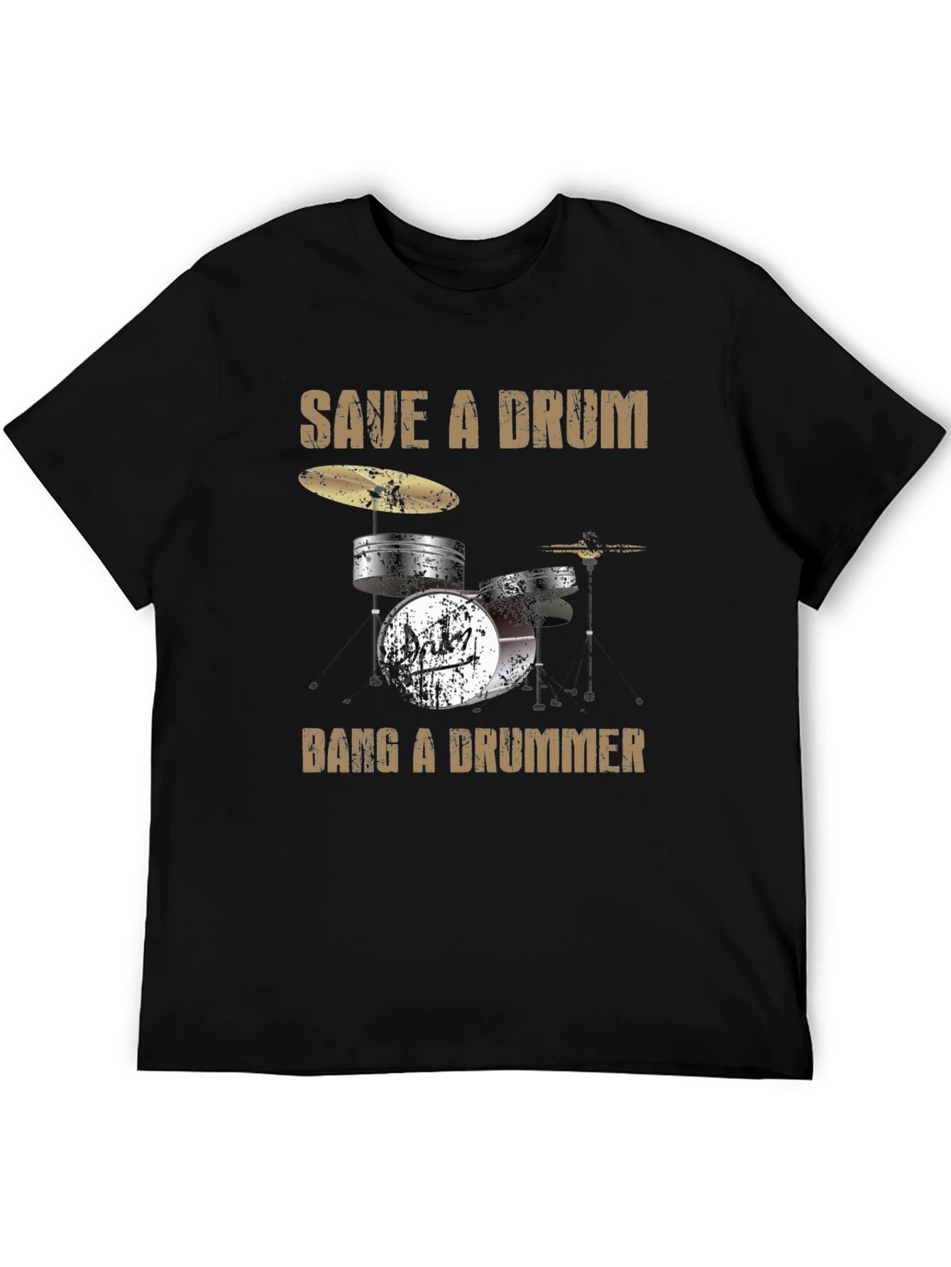 Black Save a Drum Bang a Drummer Black Graphic Tee view 5