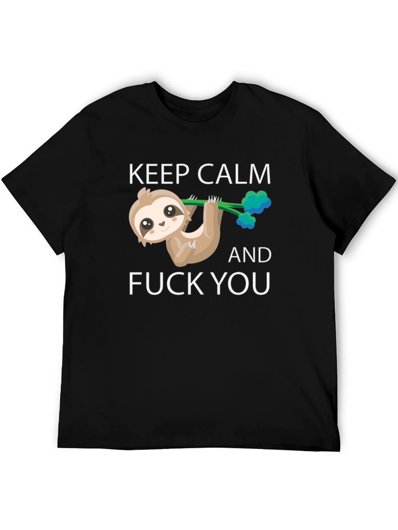 Black Keep Calm Sloth T-Shirt view 5