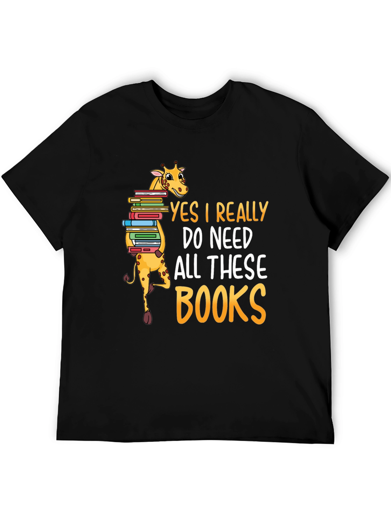 Black Giraffe Lover Reader Funny Books T-Shirt view 5