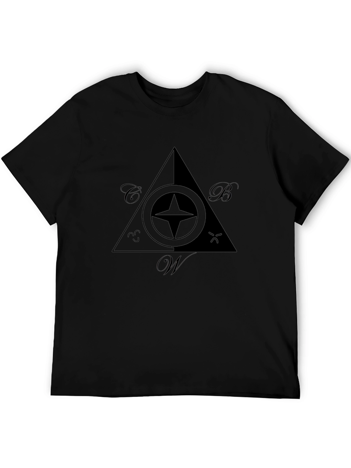 Black Black Masonic Compass T-Shirt view 5