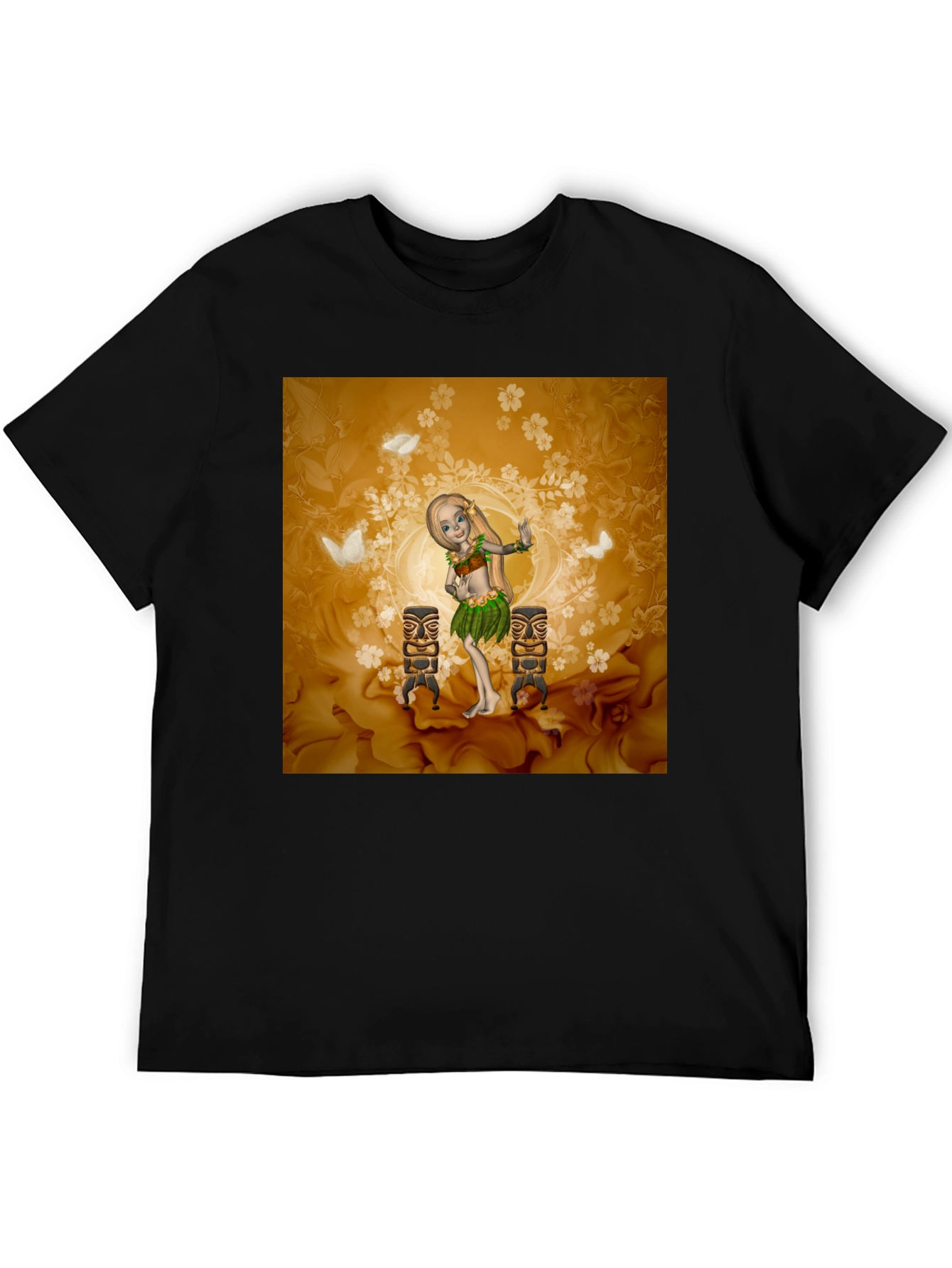 Black Tropical Hula Dancer Graphic Tee view 5