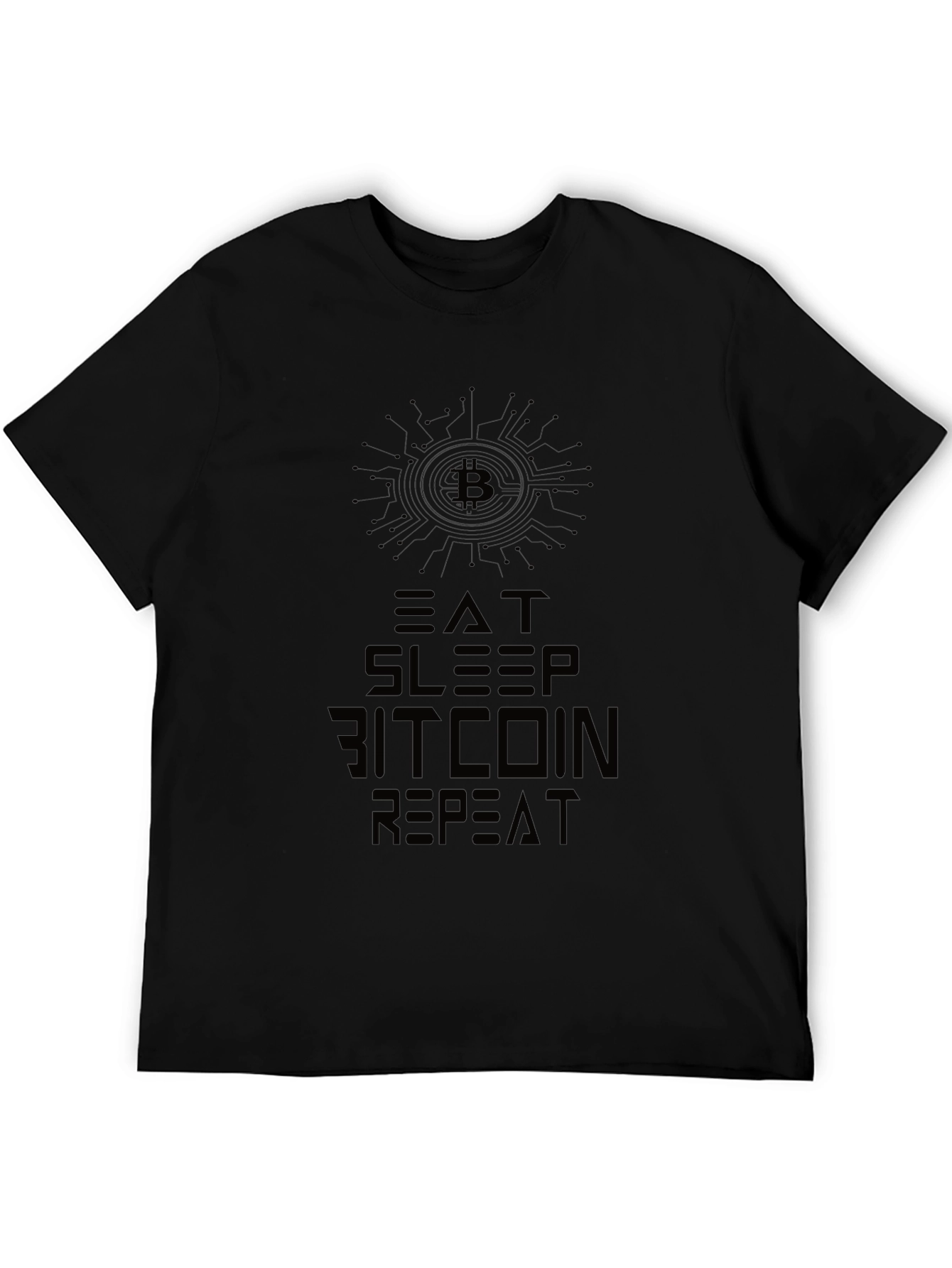 Black Eat Sleep Bitcoin Repeat Black Graphic Tee view 5