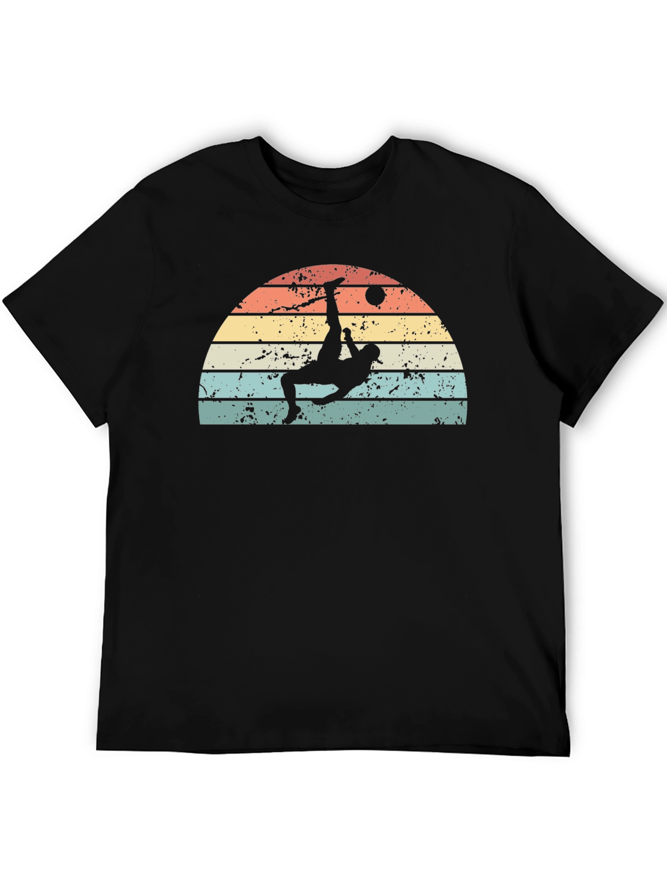 Black Retro Soccer Bicycle Kick Black T-Shirt view 5