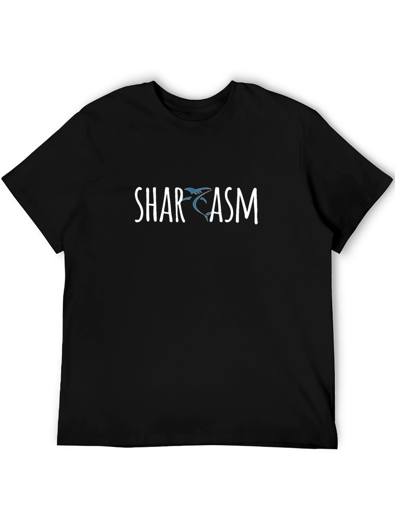 Black Shark Sarcasm Graphic Print Crew Neck T-Shirt view 5