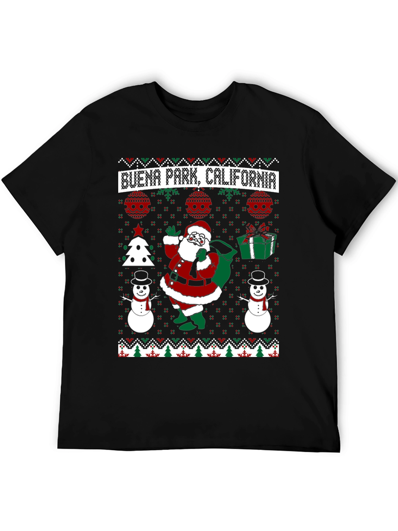 Buena Park, California Santa Ugly Christmas T-Shirt - 5