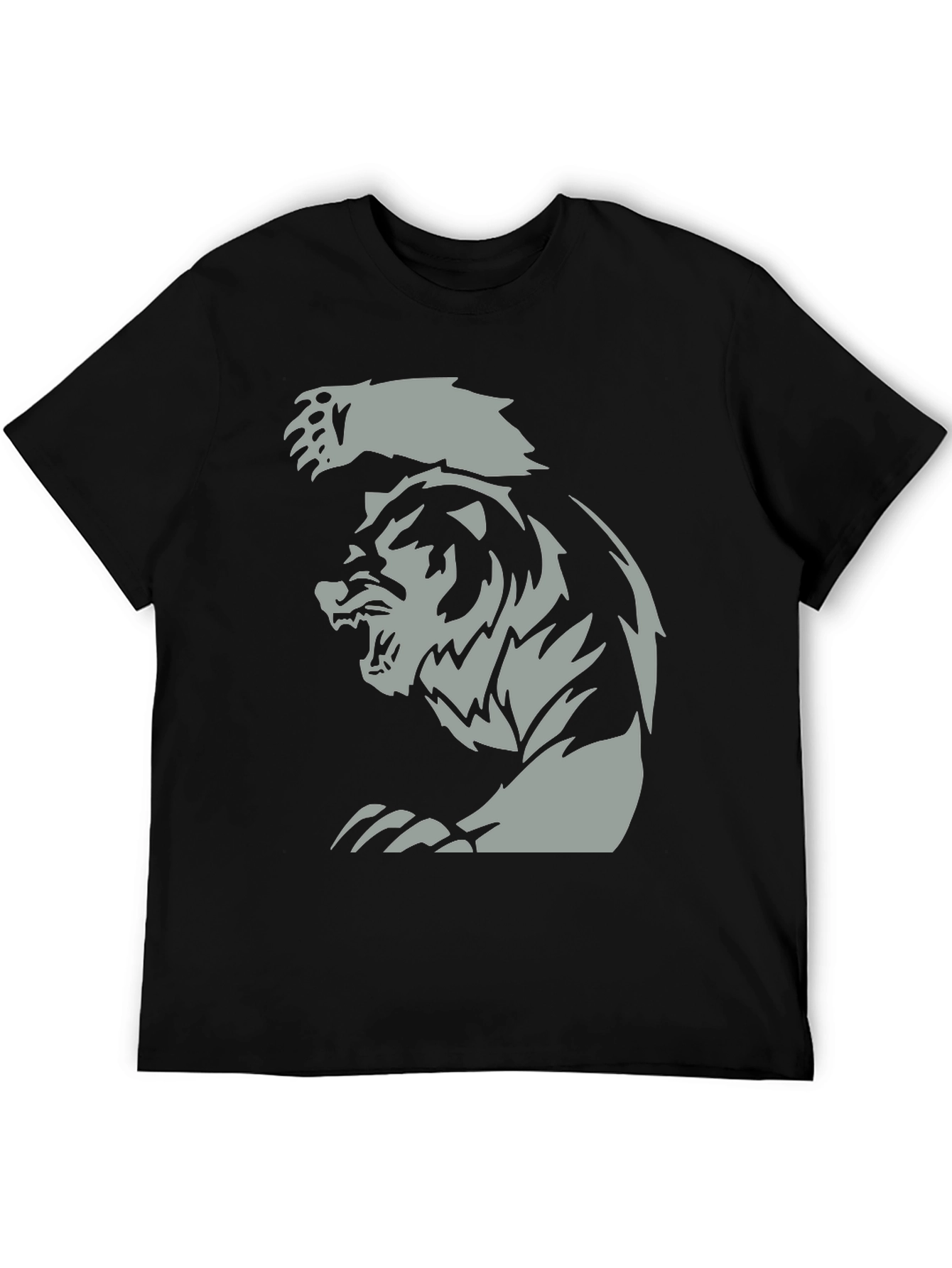 Black Men's Black T-Shirt with Fierce Bear Graphic view 5